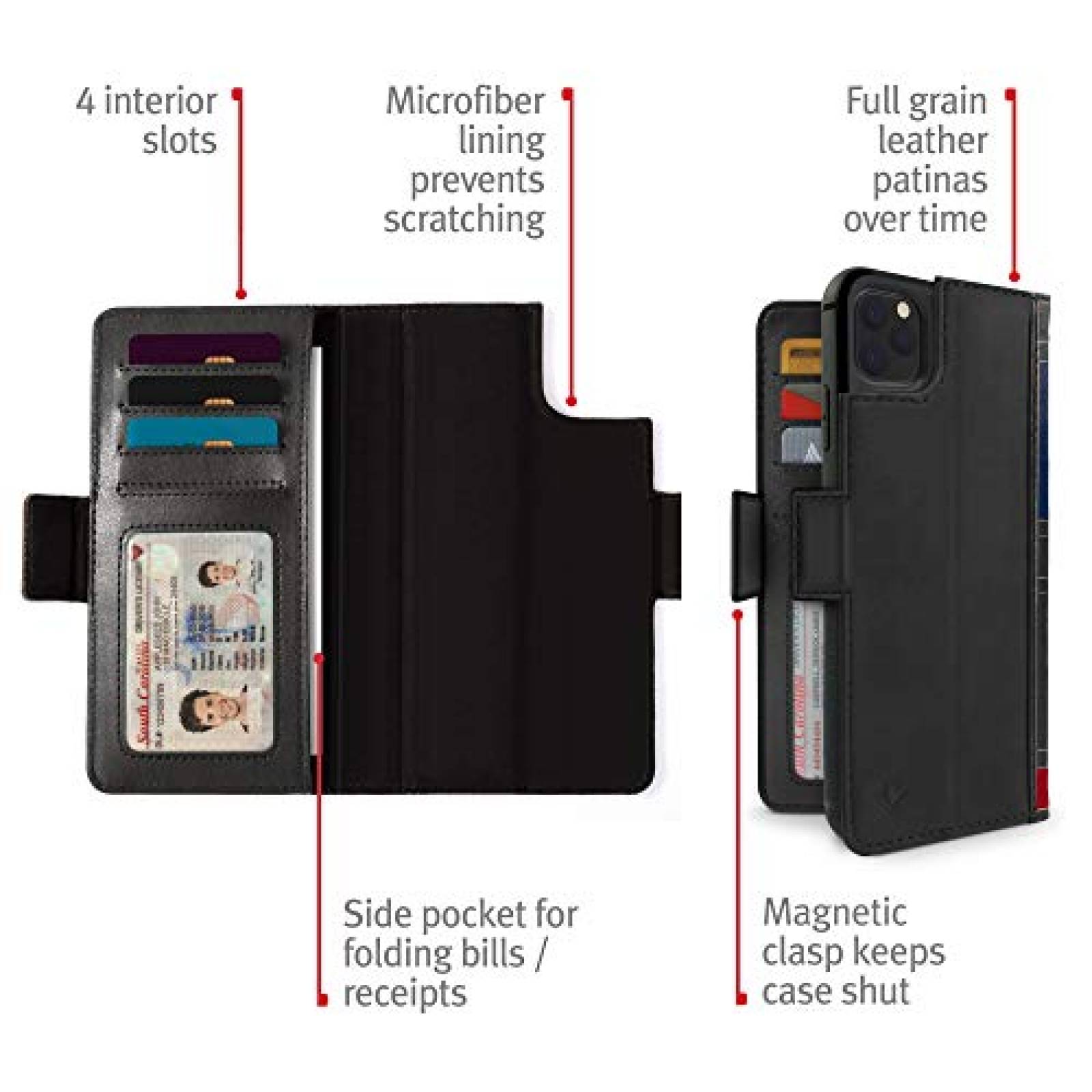 Funda Twelve South Funda Tipo Libro para iPhone 11 | 3 e le (Negro)