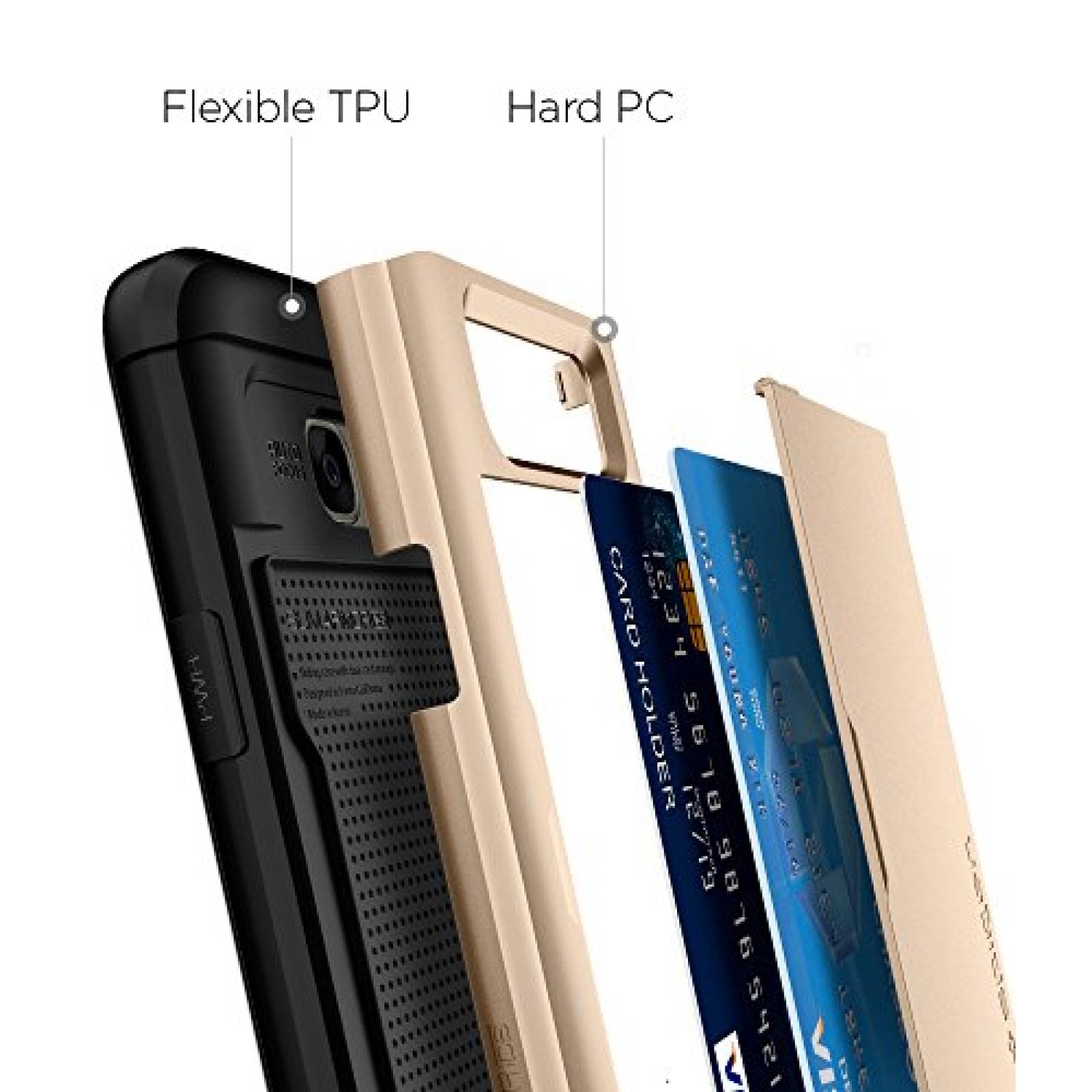 Funda Spigen Funda para Galaxy S7, Slim Armor CS, con La do Champán