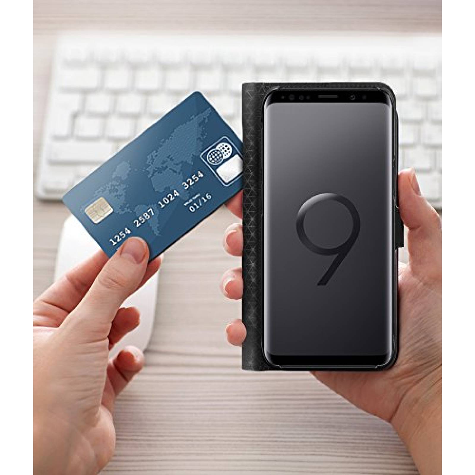 Funda Funda Galaxy S9 Plus, Spigen Wallet S - Foldable C 8) - Black