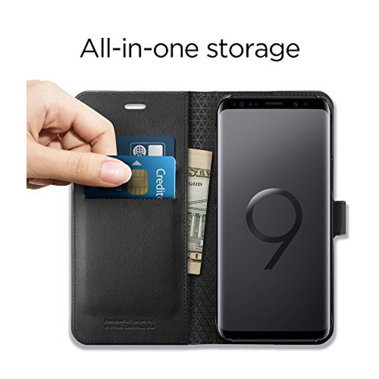 Funda Funda Galaxy S9 Plus, Spigen Wallet S - Foldable C 8) - Black
