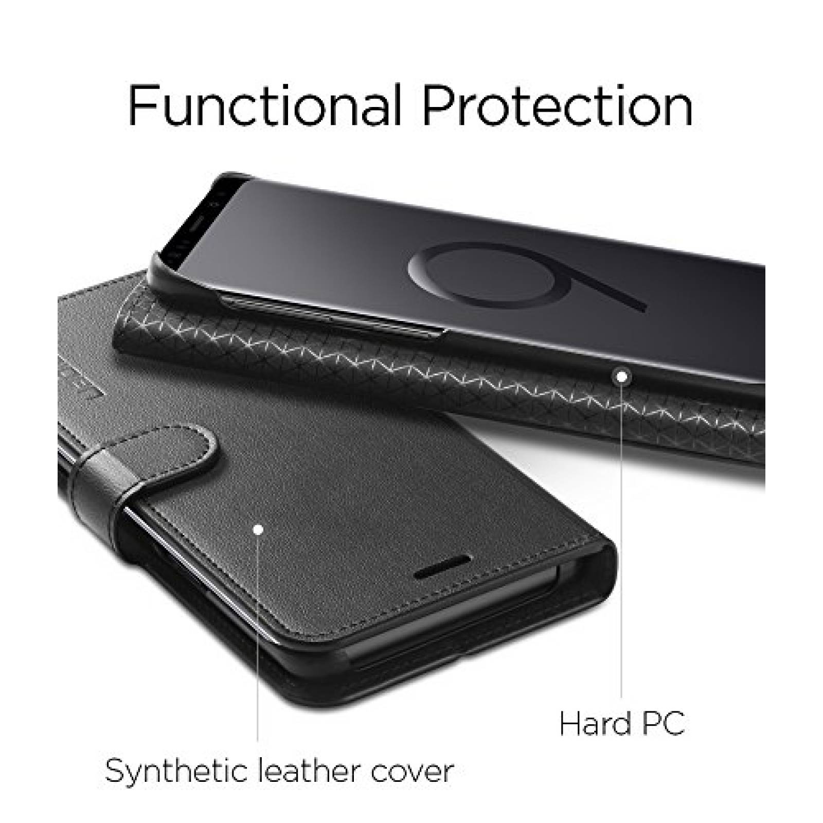 Funda Funda Galaxy S9 Plus, Spigen Wallet S - Foldable C 8) - Black