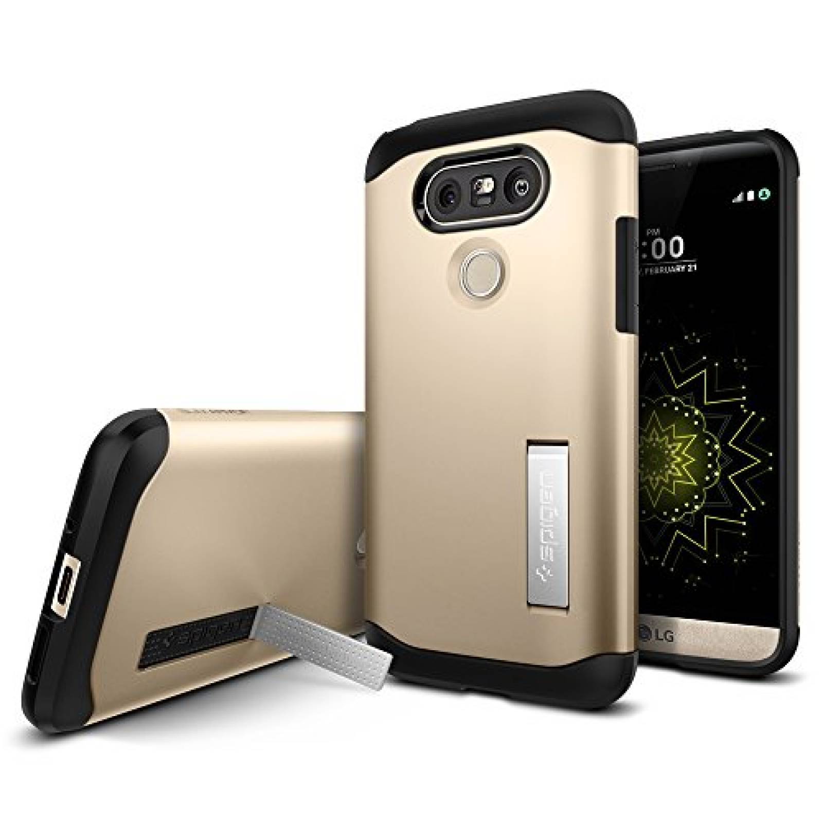 Funda Spigen Slim Armor LG G5 Caso con tecnología Air Cu hampán Oro