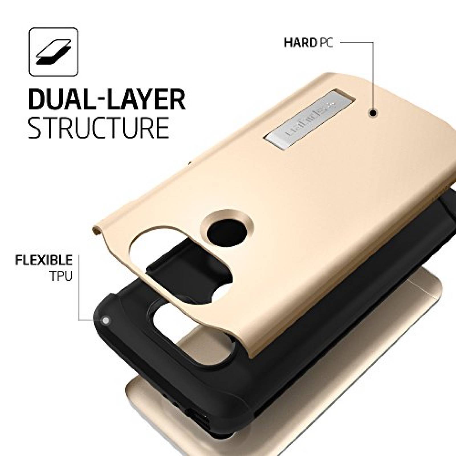 Funda Spigen Slim Armor LG G5 Caso con tecnología Air Cu hampán Oro