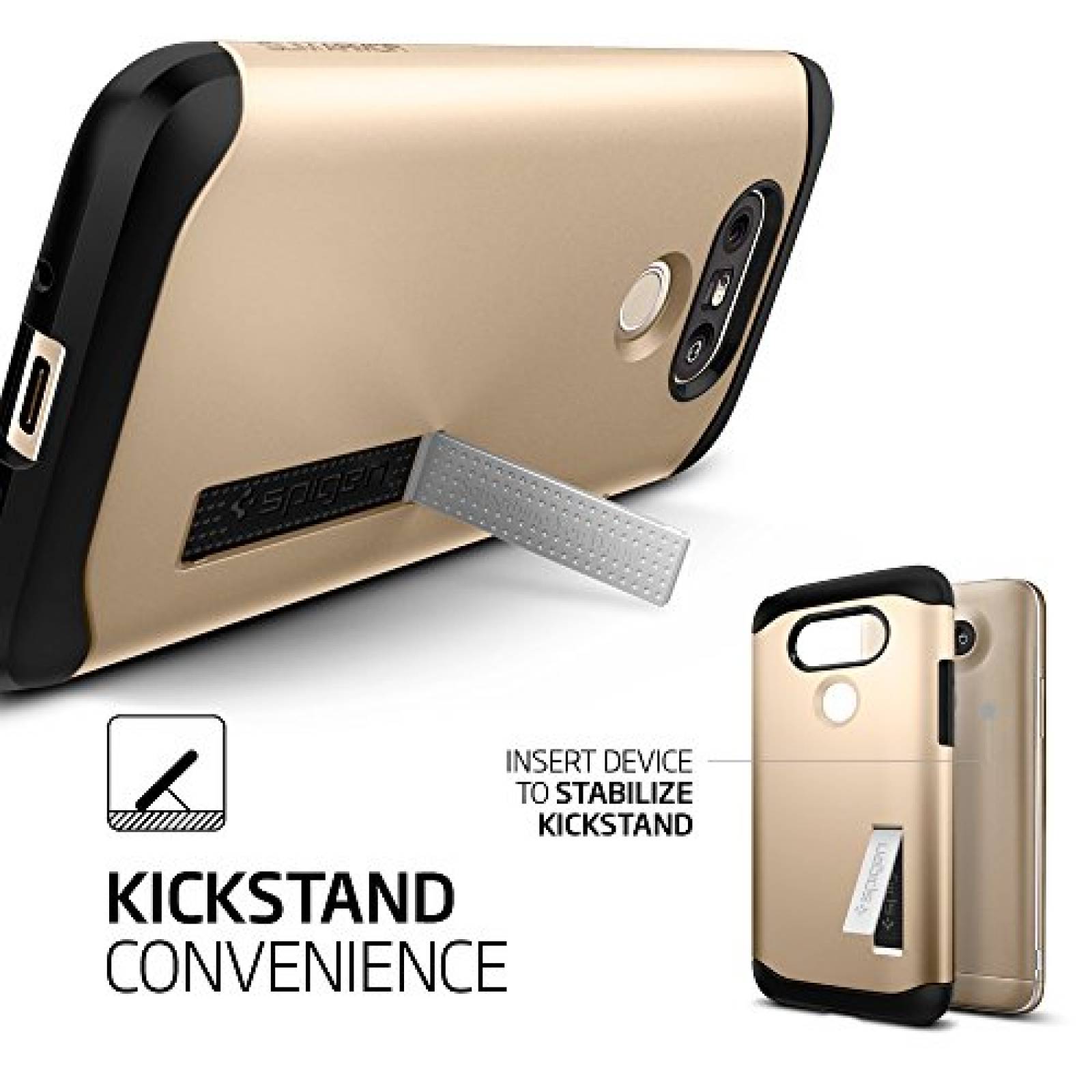 Funda Spigen Slim Armor LG G5 Caso con tecnología Air Cu hampán Oro