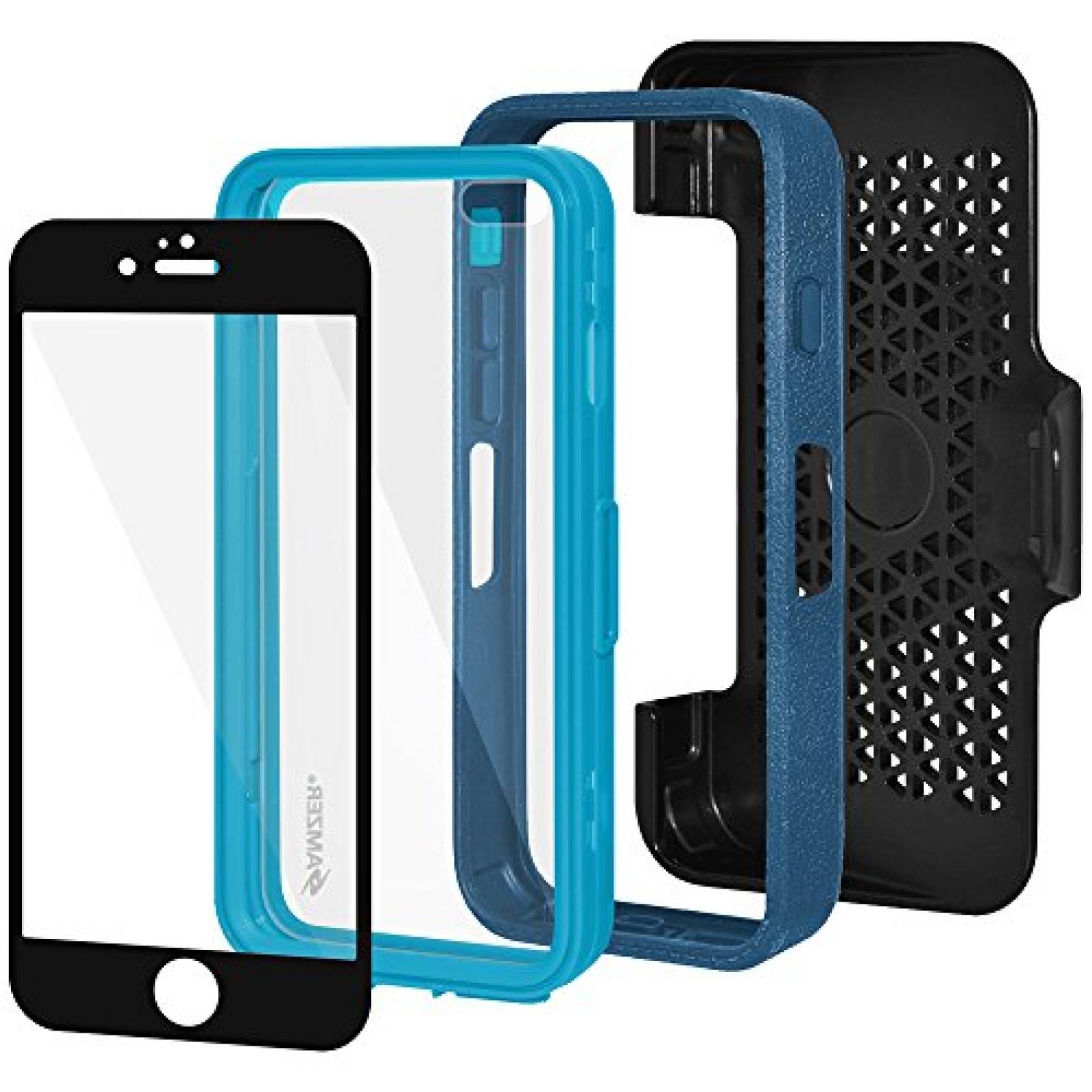 Funda Amzer CRUSTA Rugged Embedded Tempered Glass Case w 6S) - Blue