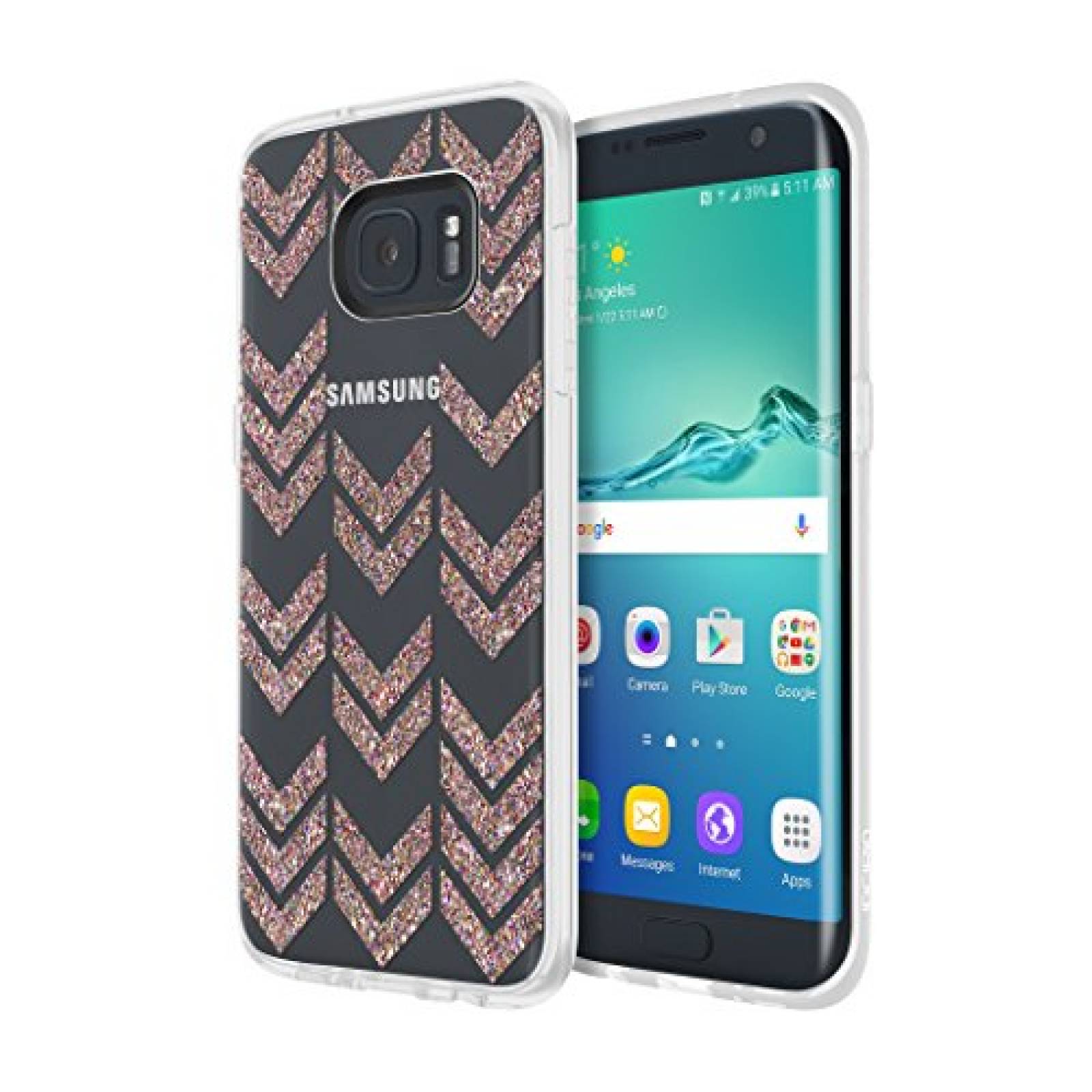Funda Incipio Samsung Galaxy S7 Edge Case, Isla, [Design ti Glitter