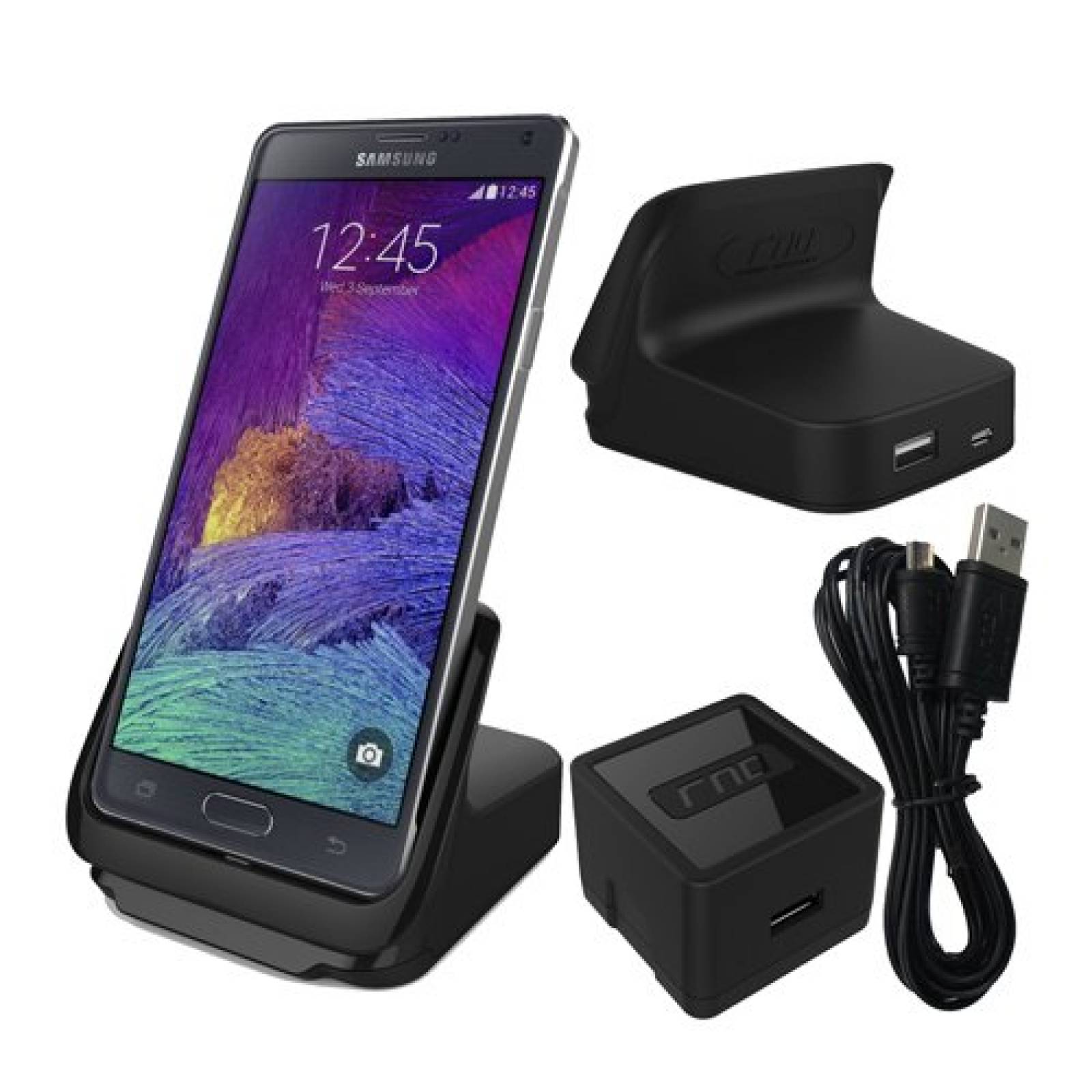 Funda RND Dock for Samsung Galaxy Note 4, Note 5, and Ga e) (Black)