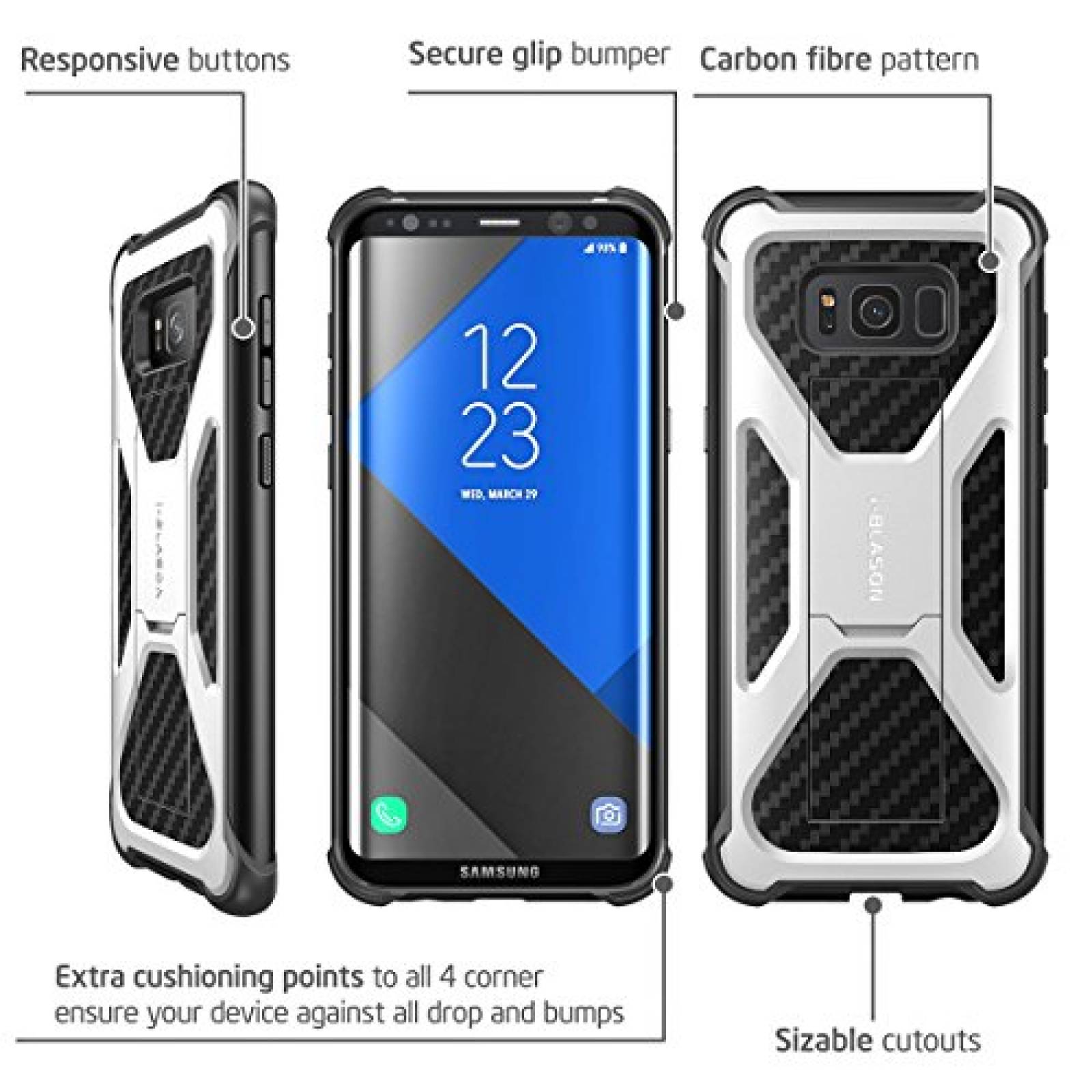 Funda i-Blason - Funda para Samsung Galaxy S8 2017, Muy ón, Blanco