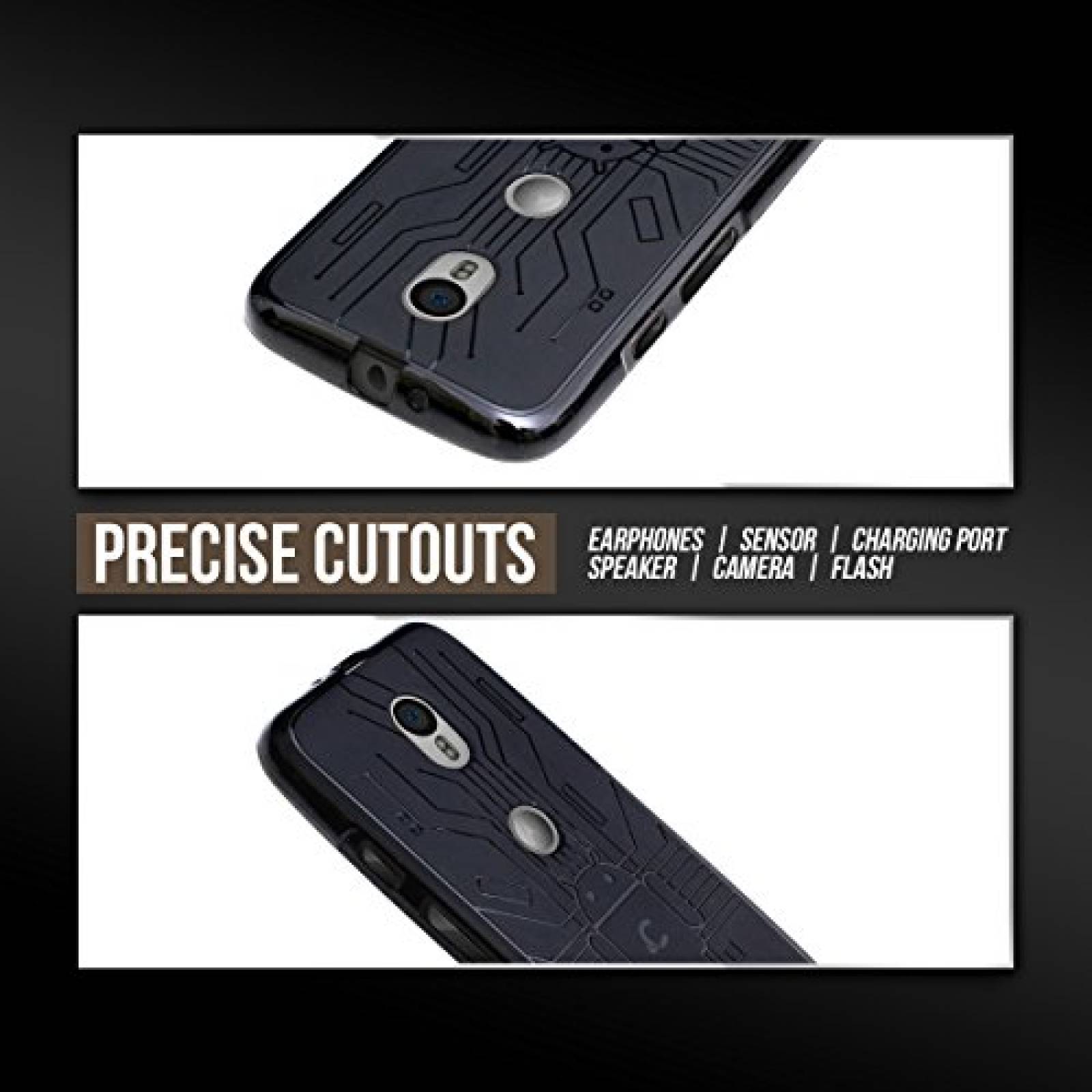 Funda Cruzerlite MG3-Circuit-Black Moto G 3rd Gen Caso,  015, Negro