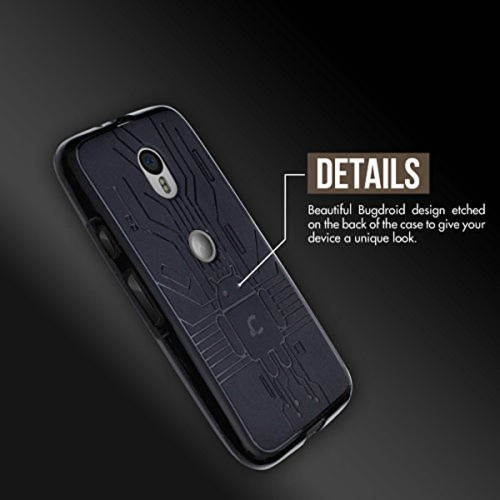 Funda Cruzerlite MG3-Circuit-Black Moto G 3rd Gen Caso,  015, Negro