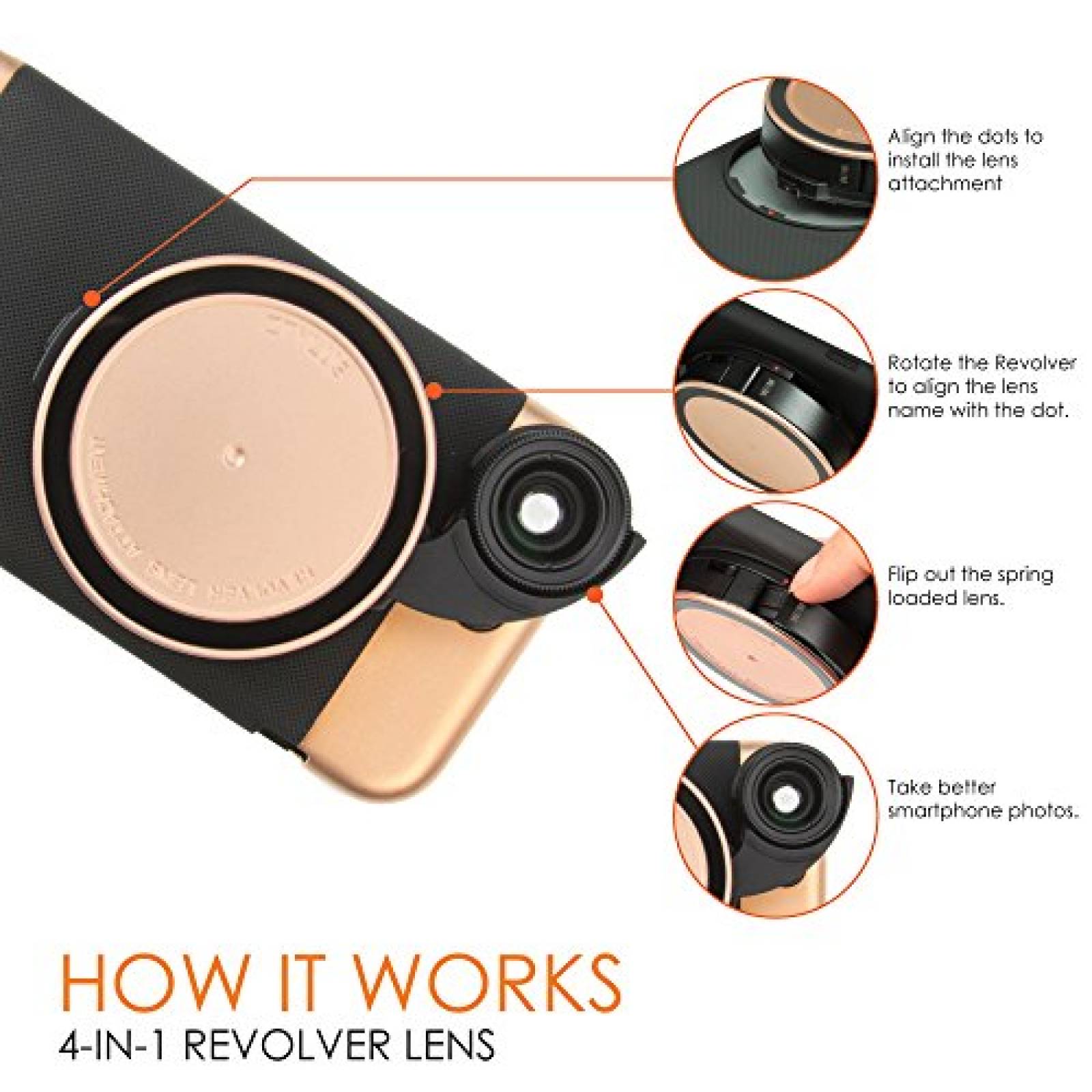 Funda Ztylus iPhone 6 Metal Series Camera Kit w/ 4-in-1  (Rosegold)