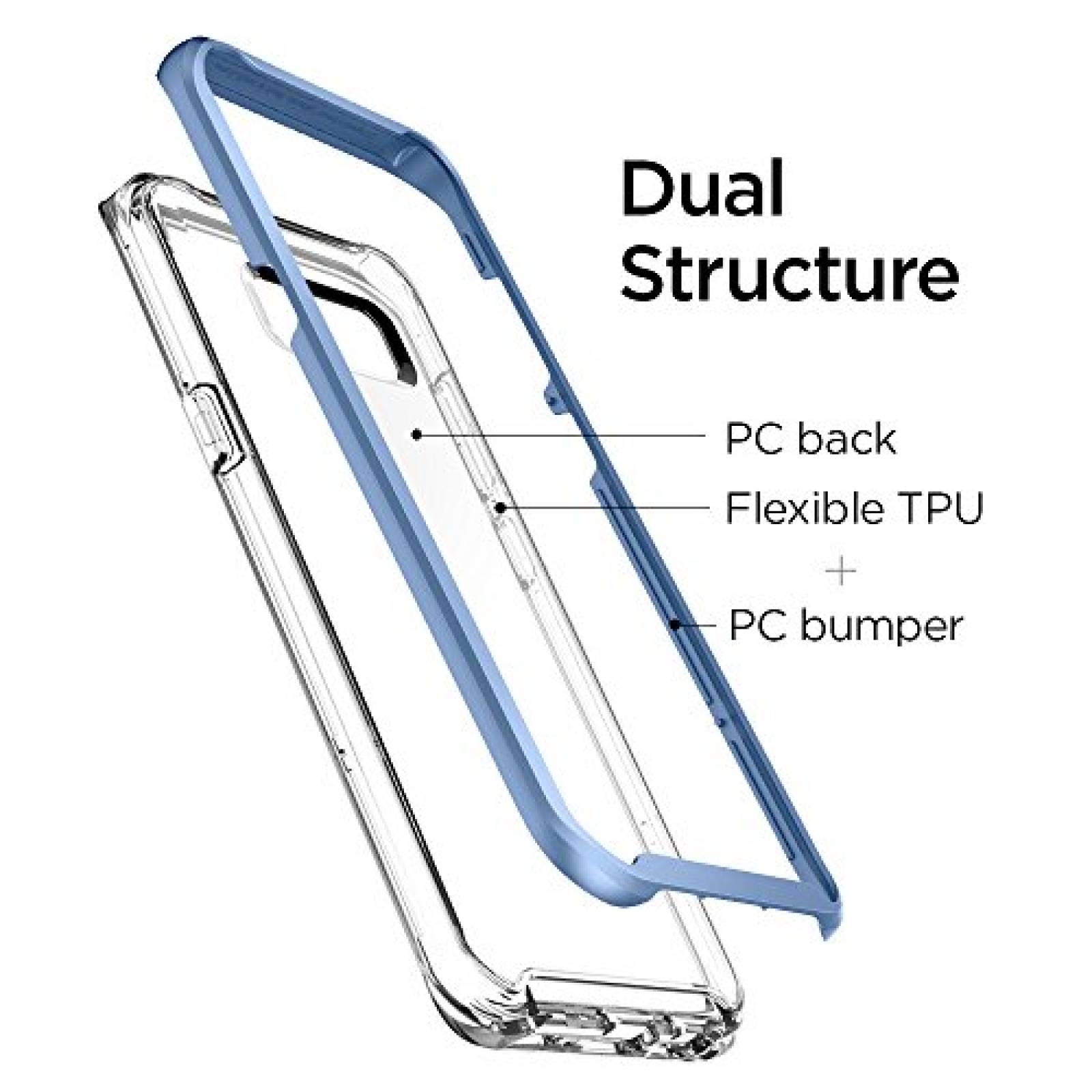 Funda Galaxy S8 Funda, Spigen Neo Hybrid Crystal - Flexi Coral Blue