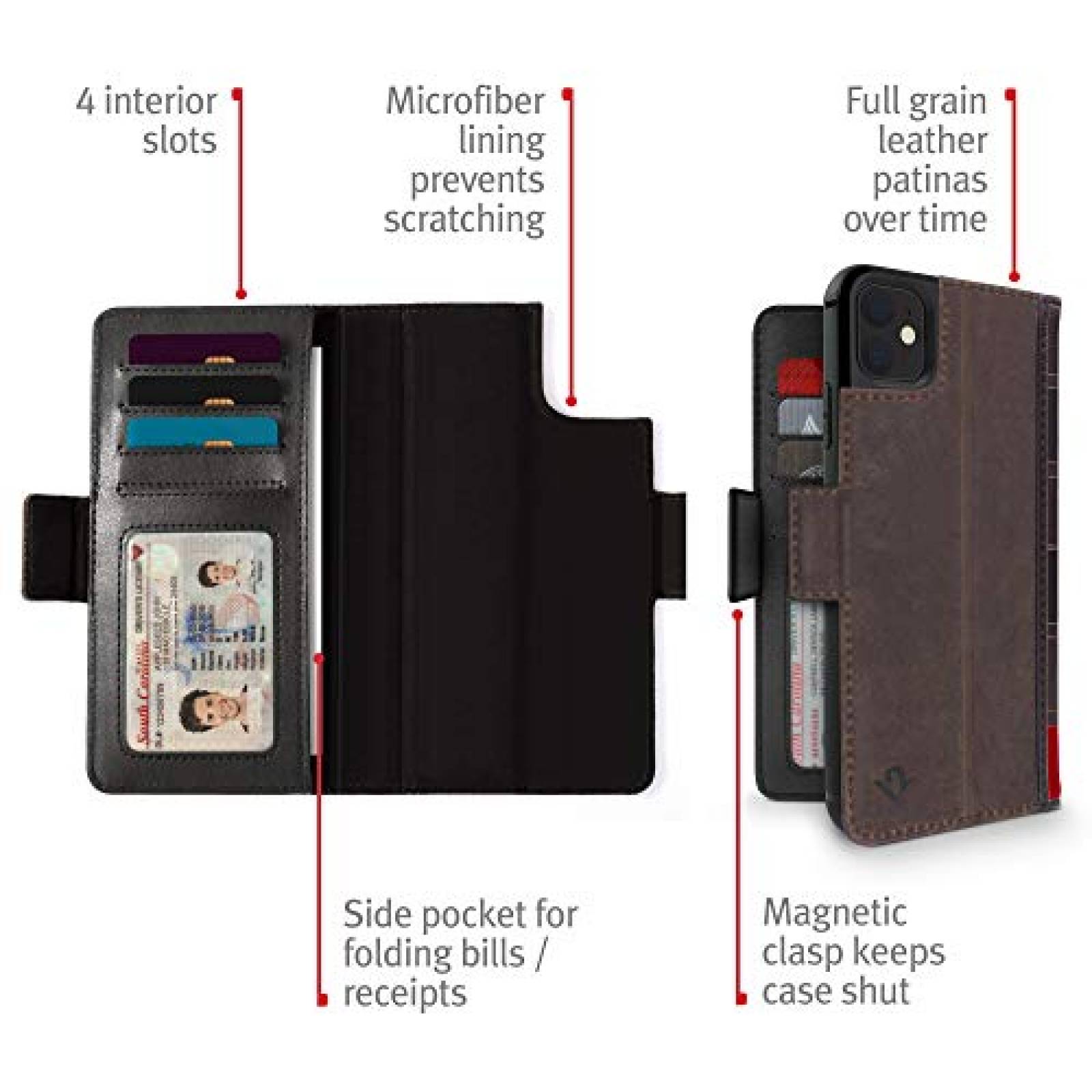 Funda Twelve South BookBook para iPhone 11 Pro | Funda d e (marrón)