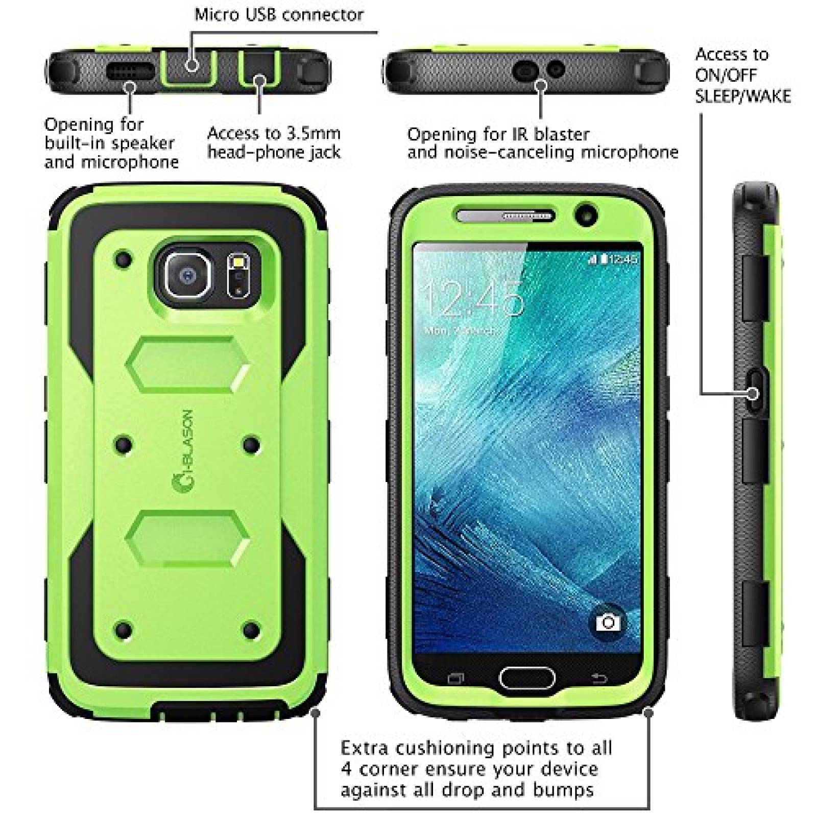 Funda i-Blason [ArmorBox Estuche para Galaxy S6, (Protec es), Verde