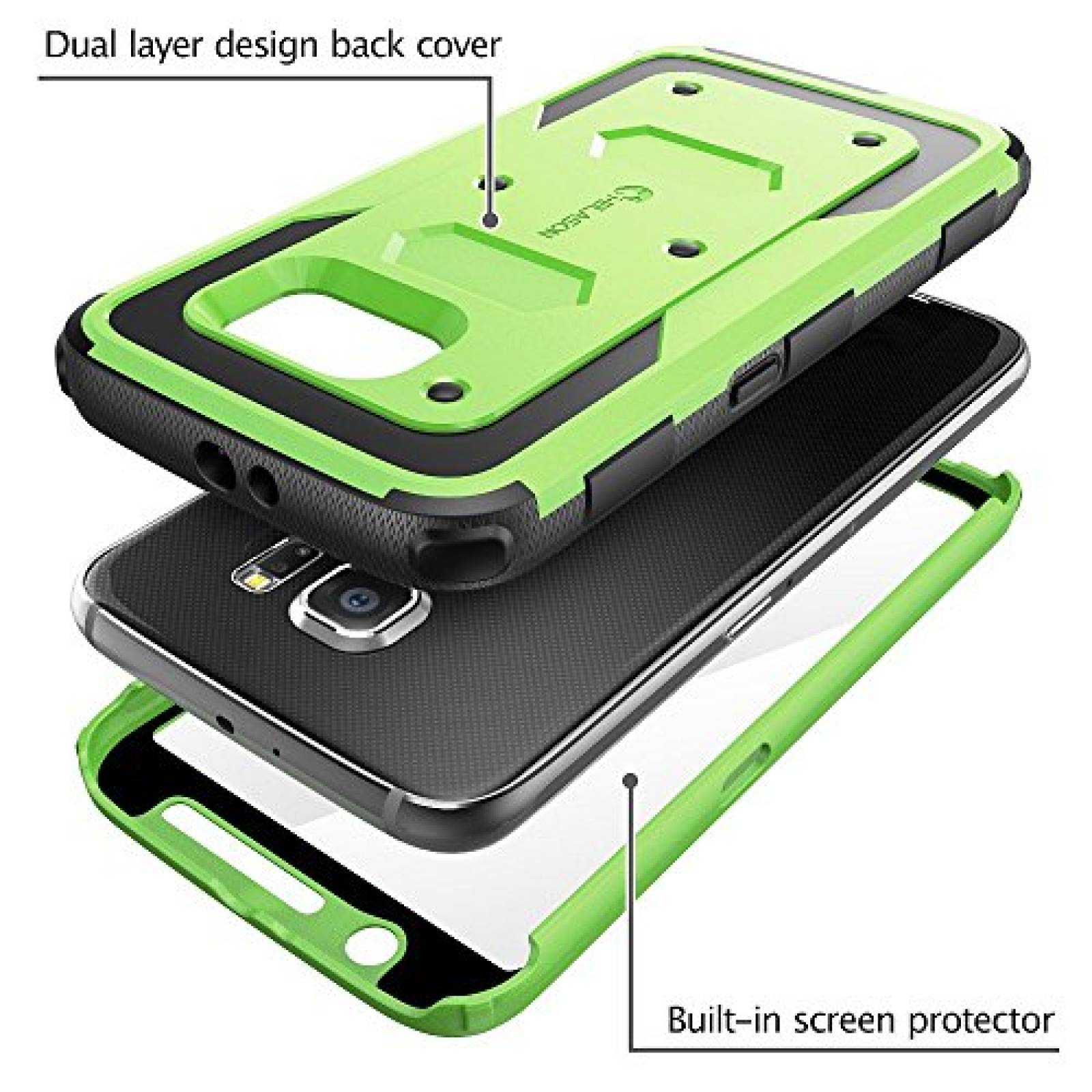 Funda i-Blason [ArmorBox Estuche para Galaxy S6, (Protec es), Verde