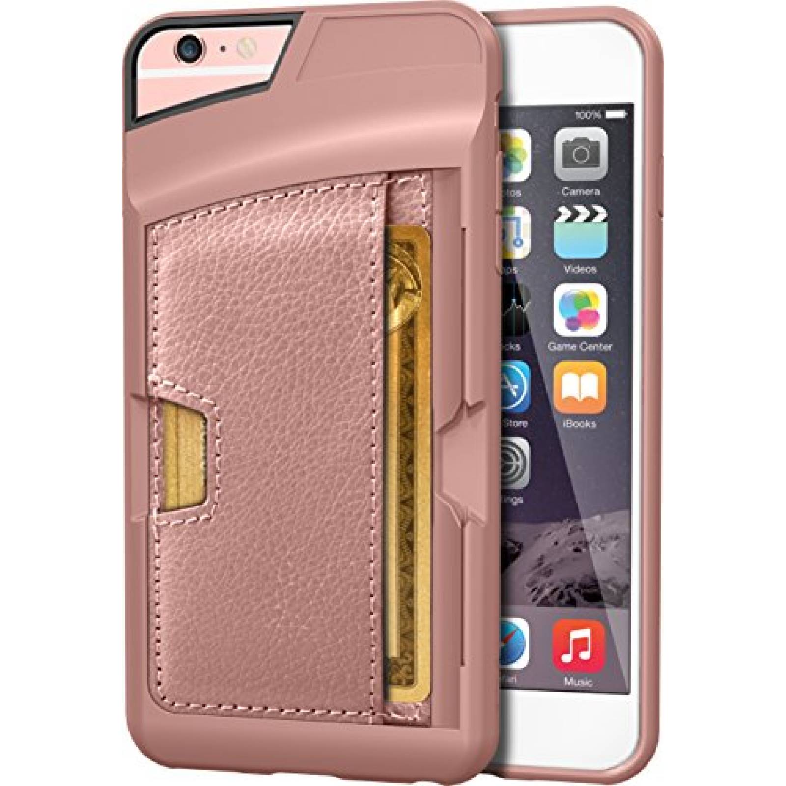 Funda CM4 iPhone Plus/6s Plus Wallet Case Q Card Cas Gold/Pink)
