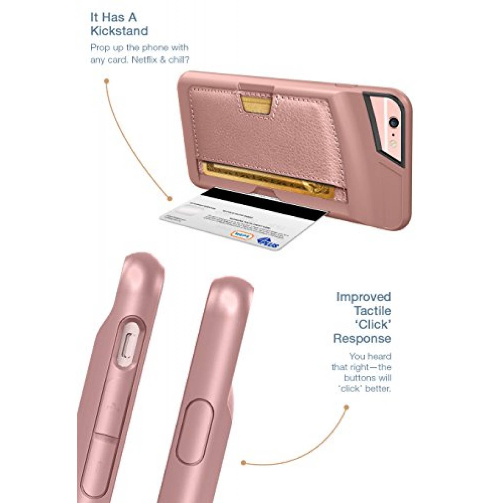 Funda CM4 iPhone 6 Plus/6s Plus Wallet Case - Q Card Cas Gold/Pink)