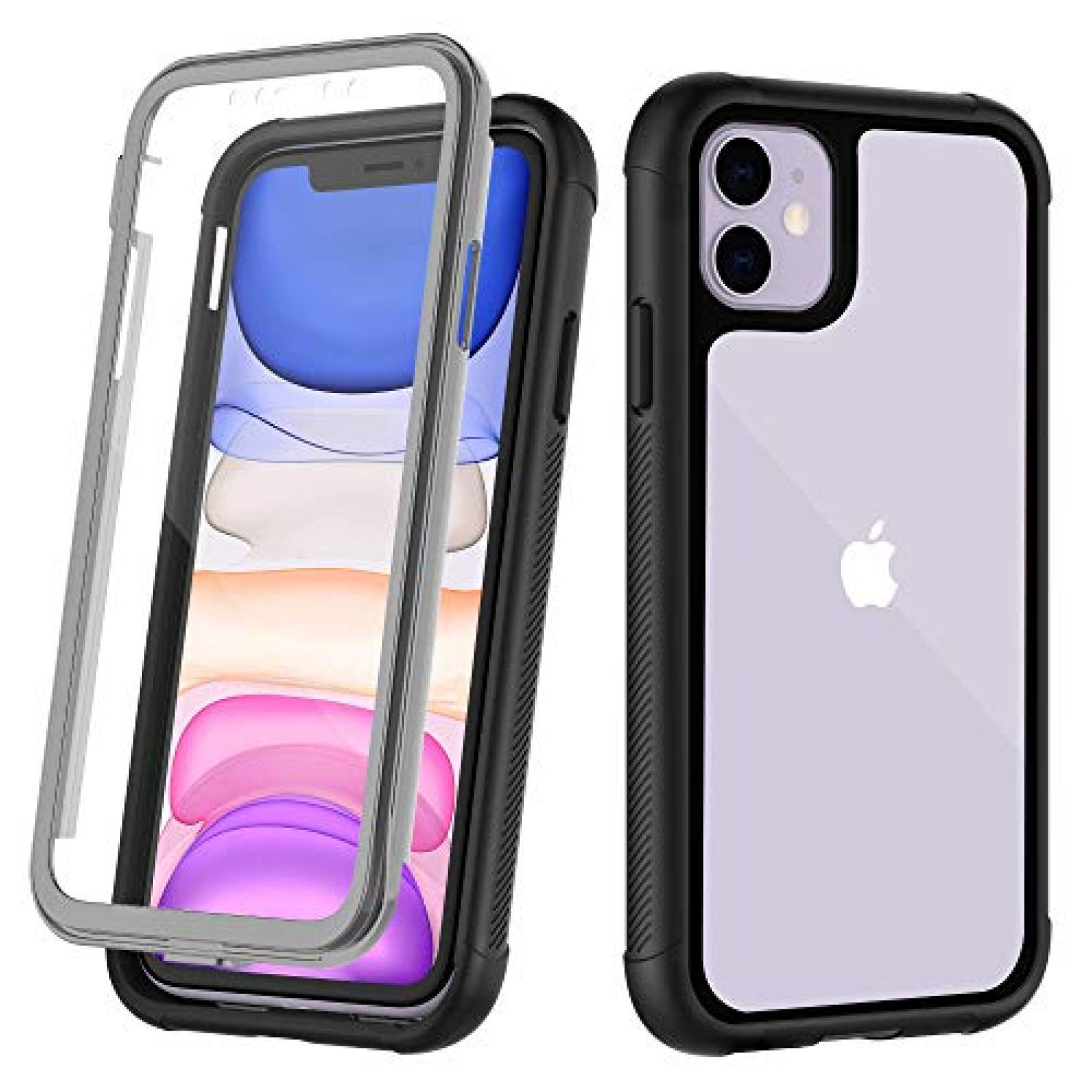 Funda OUNNE iPhone 11 Case,Full-Body Rugged Clear Case w lear+Black