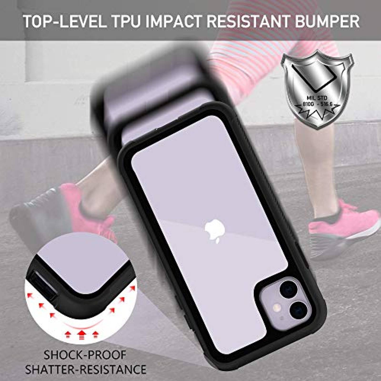 Funda OUNNE iPhone 11 Case,Full-Body Rugged Clear Case w lear+Black