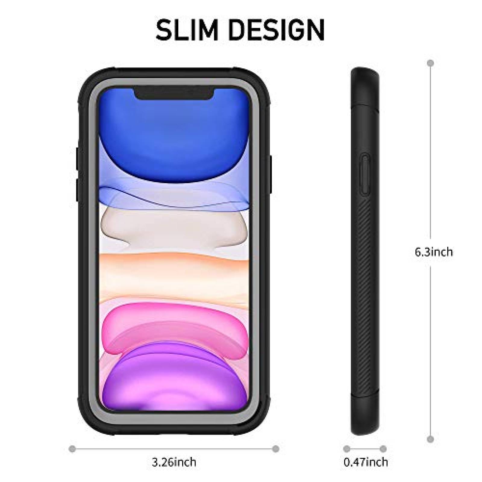 Funda OUNNE iPhone 11 Case,Full-Body Rugged Clear Case w lear+Black