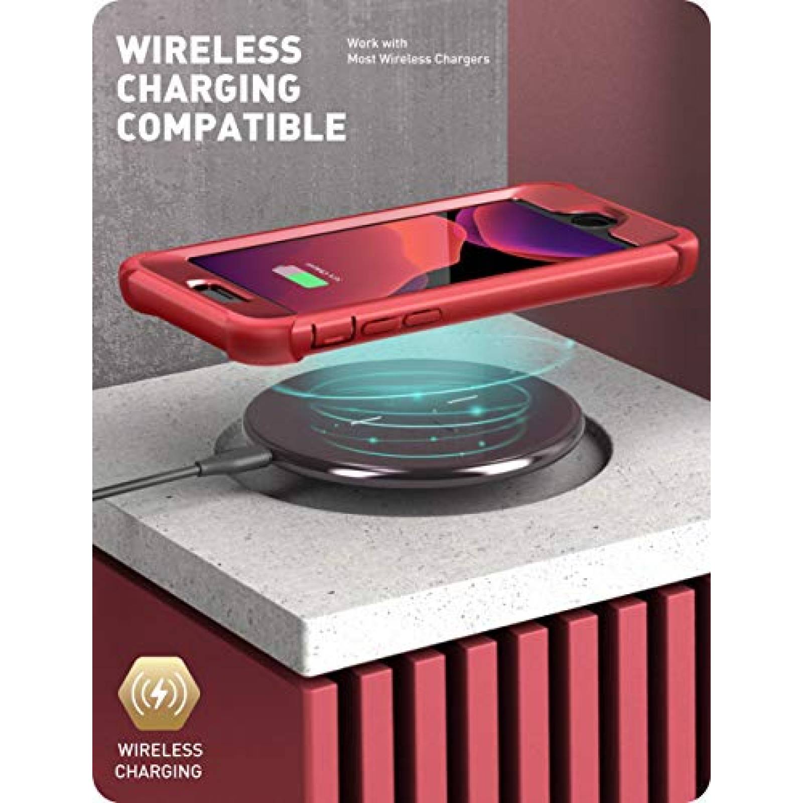 Funda i-Blason Funda para iPhone 8 Plus/iPhone 7 Plus, [Ares] Carcasa de Cuerpo Completo Resistente Transp on Protector de Pantalla Integrado (Rojo metálico)