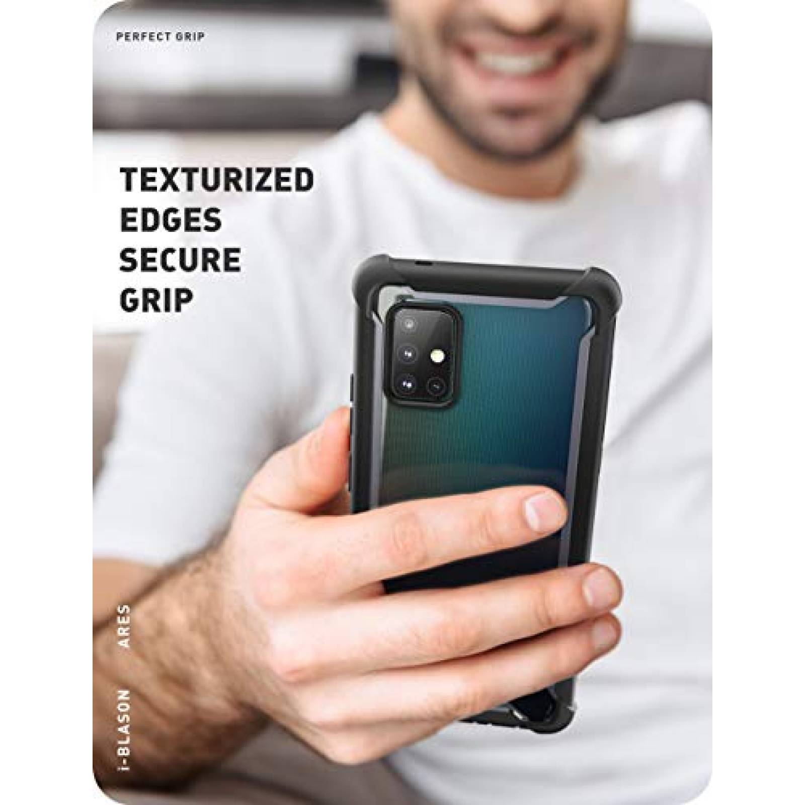 Funda i-Blason Funda para Samsung Galaxy A71 5G [Ares] F 5G (Negro)