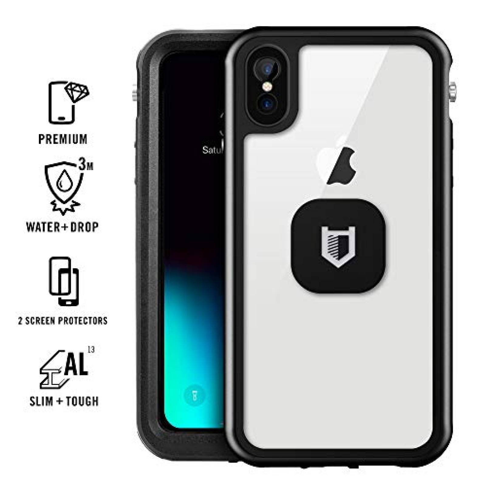 Funda HITCASE SHIELD LINK iPhone X Case -Thinnest Waterp K) (Black)