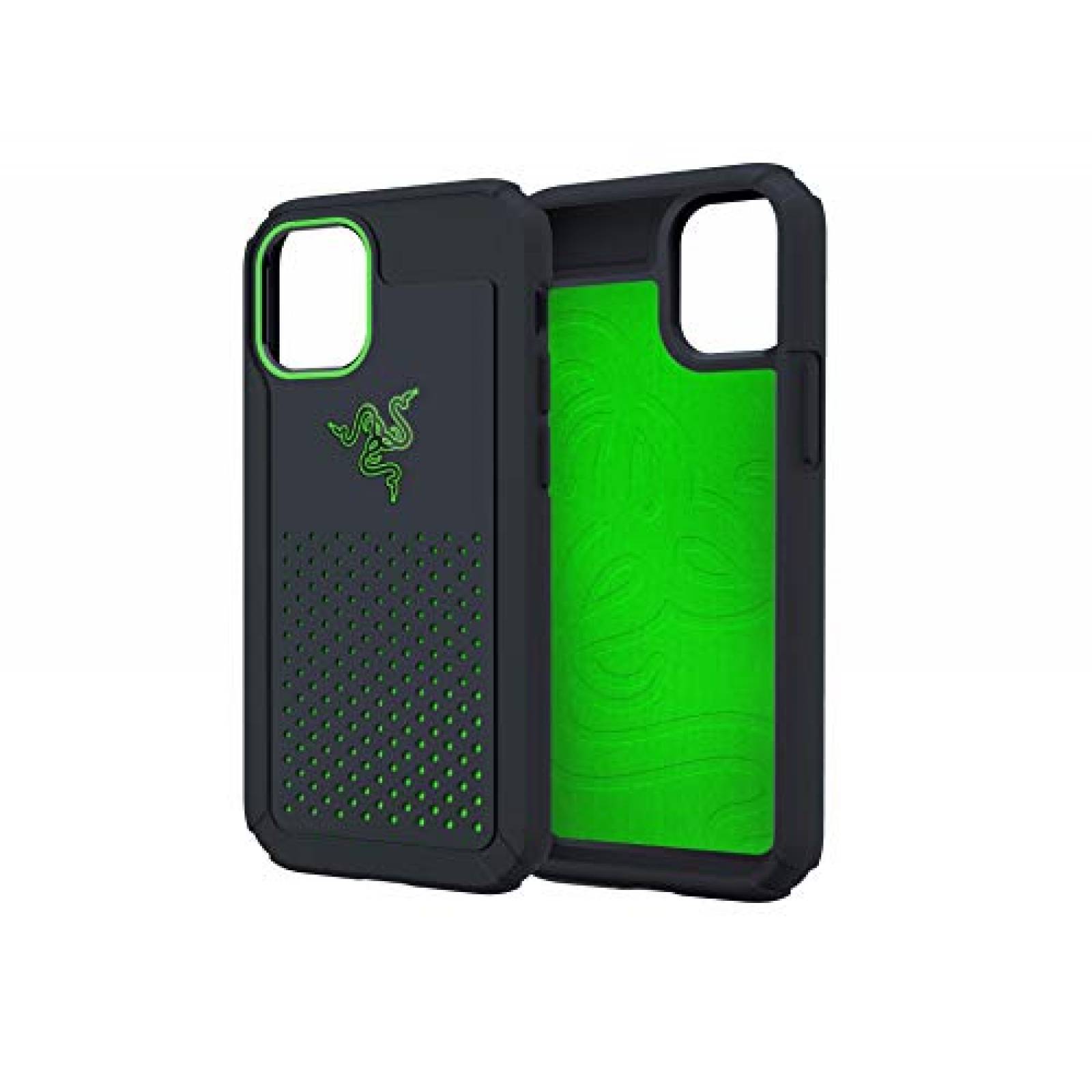 Funda Razer Arctech Pro - Carcasa para iPhone 12 y iPhone 12 Pro (termoafeno y ventilación) - Compatible c e Prueba de caída - Compatible con 5G - Negro Mate