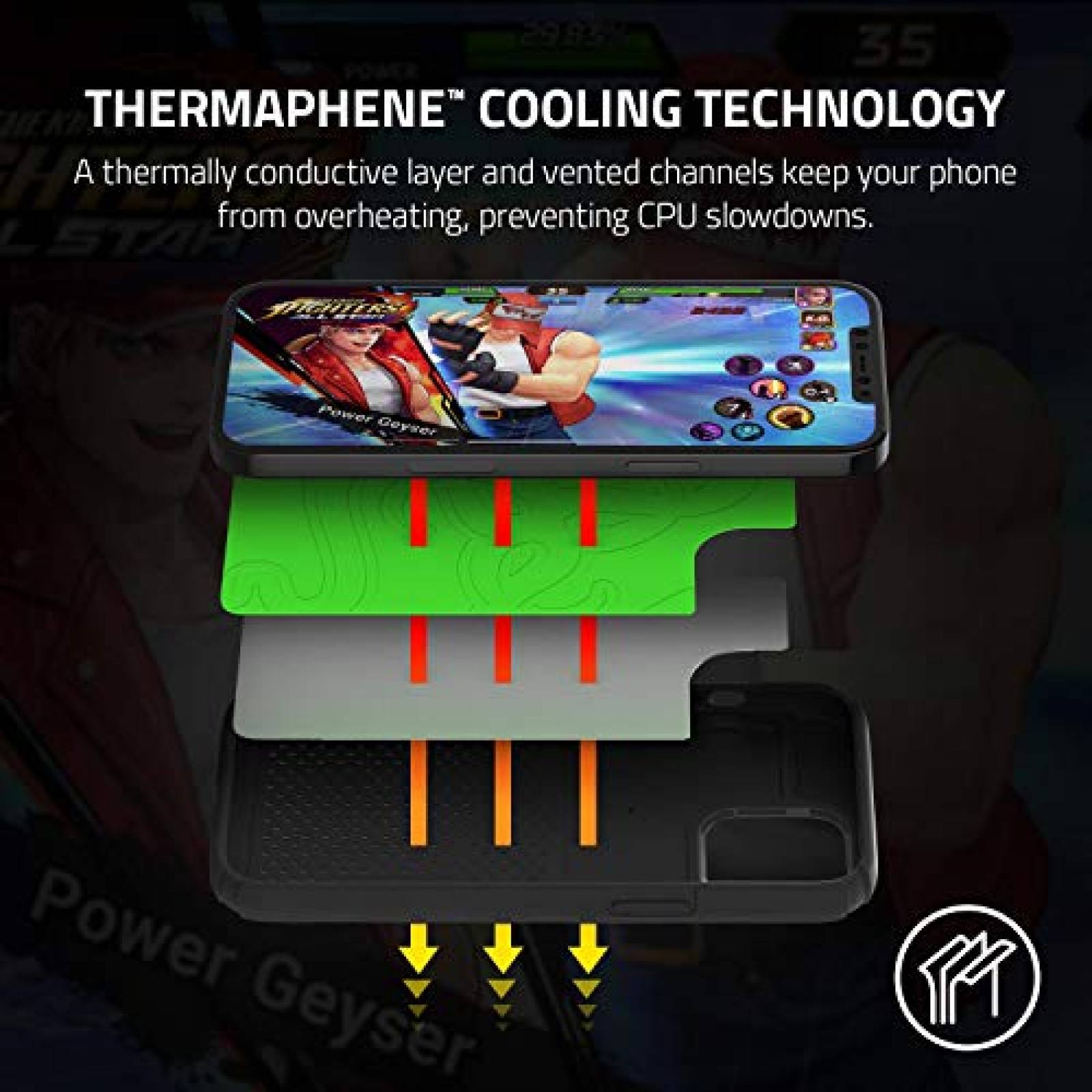 Funda Razer Arctech Pro - Carcasa para iPhone 12 y iPhone 12 Pro (termoafeno y ventilación) - Compatible c e Prueba de caída - Compatible con 5G - Negro Mate