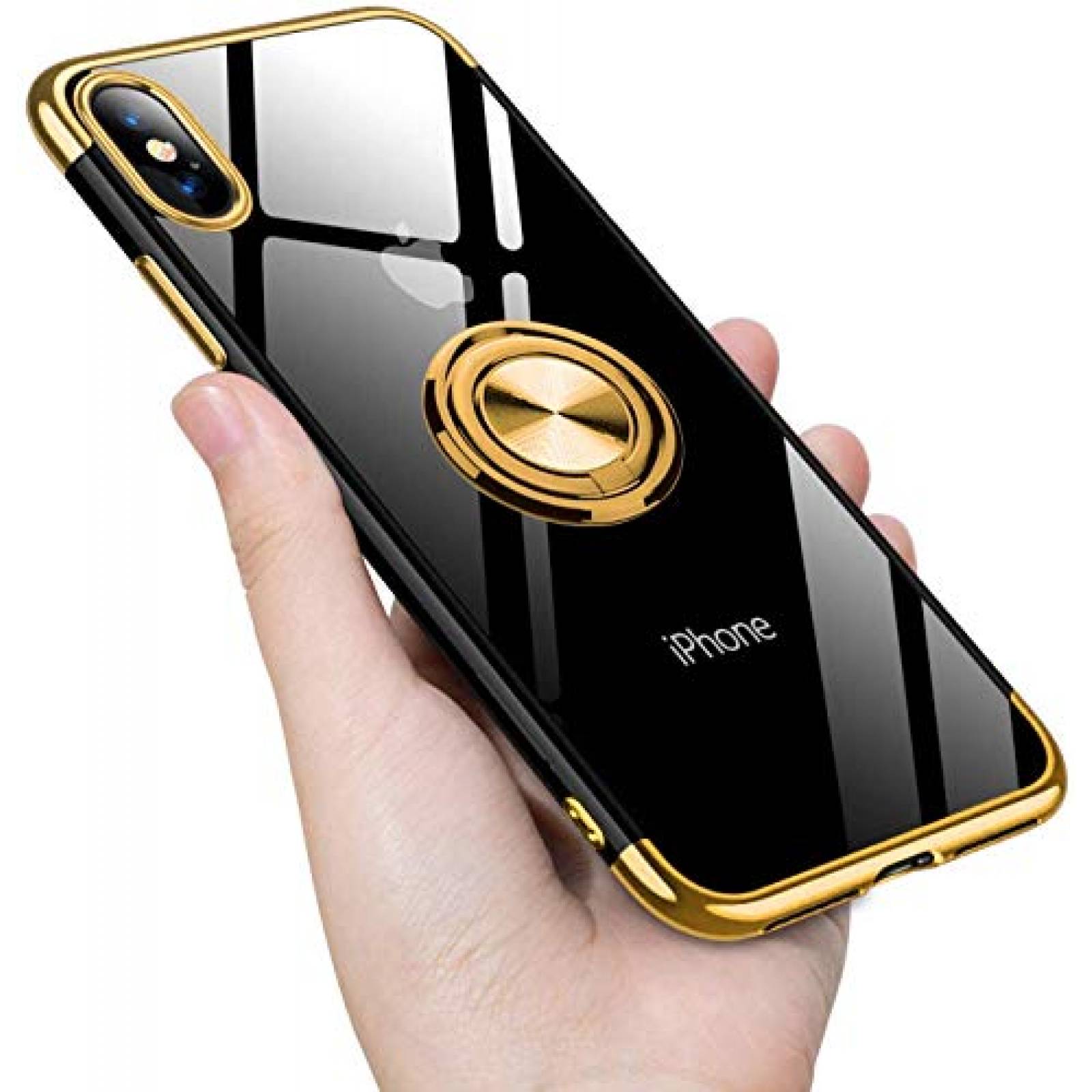 Funda Emoly - Carcasa para iPhone XS y iPhone X, Transpa lor Dorado
