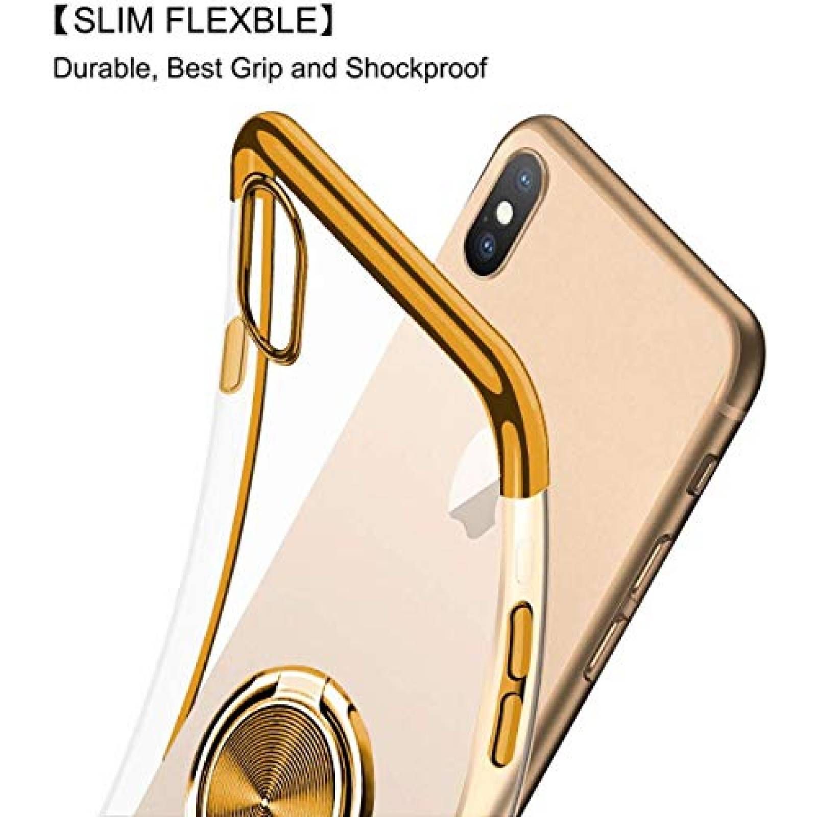 Funda Emoly - Carcasa para iPhone XS y iPhone X, Transpa lor Dorado