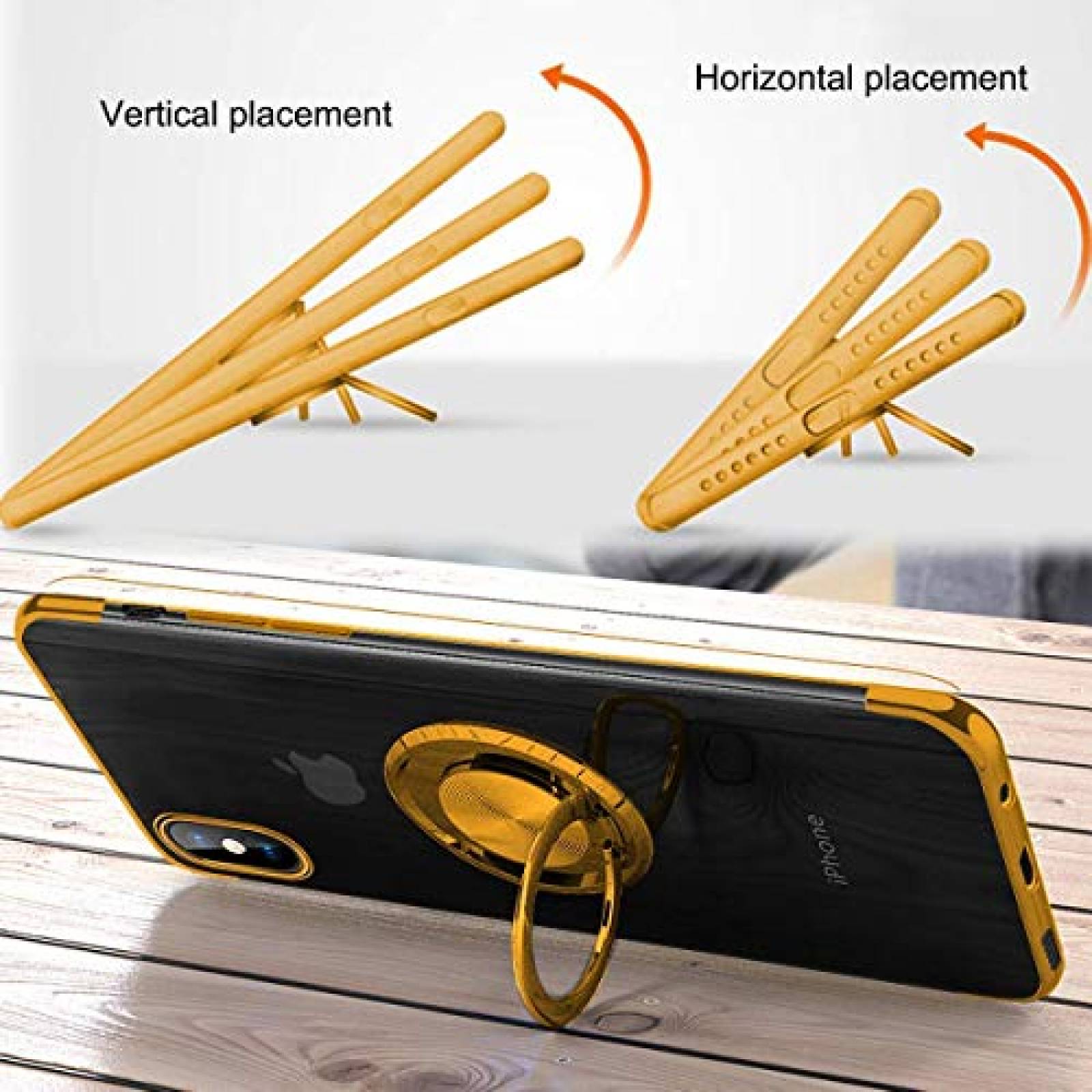 Funda Emoly - Carcasa para iPhone XS y iPhone X, Transpa lor Dorado