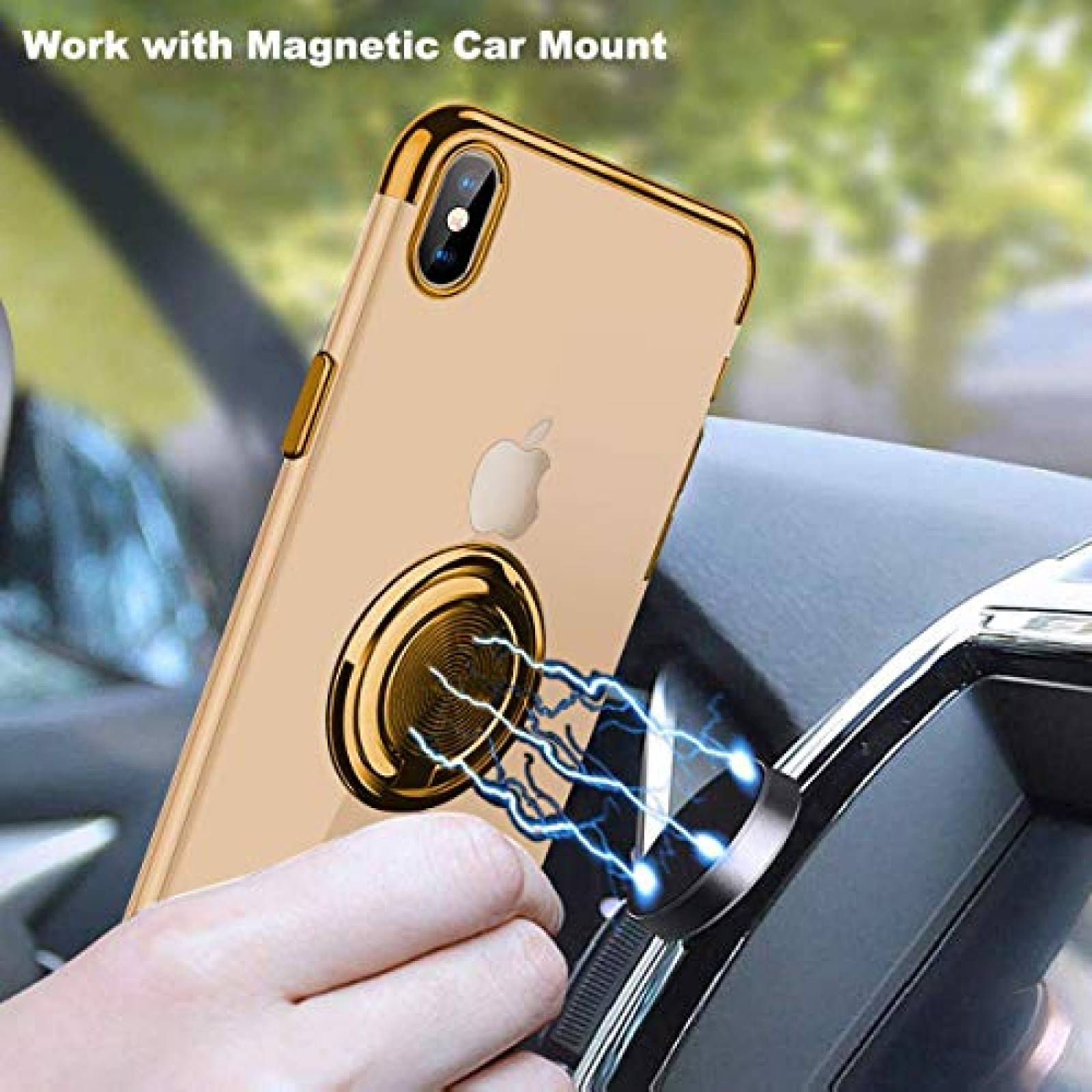 Funda Emoly - Carcasa para iPhone XS y iPhone X, Transpa lor Dorado