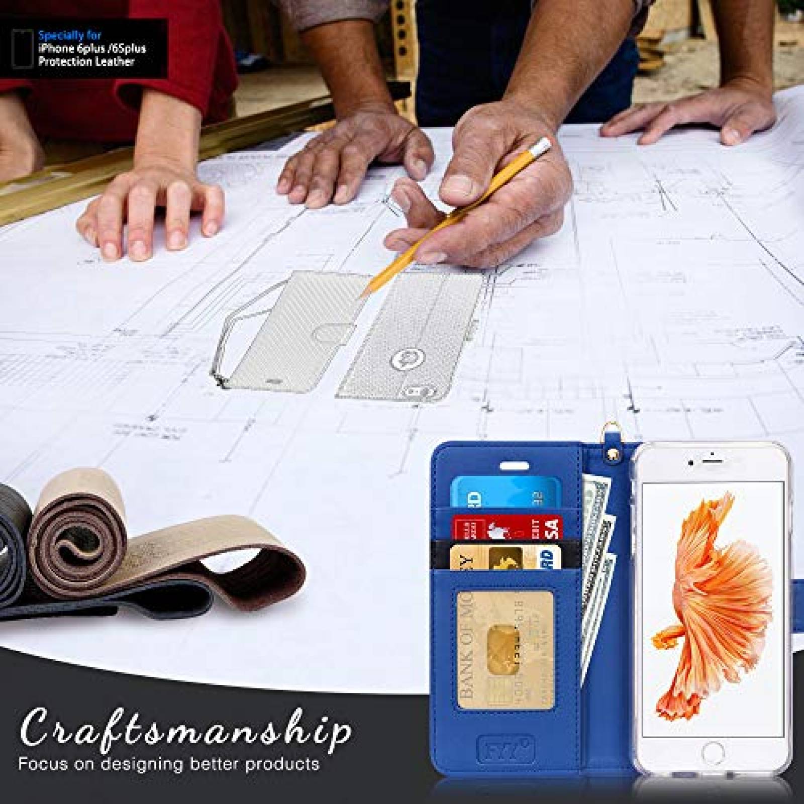 Funda FYY Case for iPhone 6S Plus/iPhone 6 Plus (5.5"), 5.5") Navy