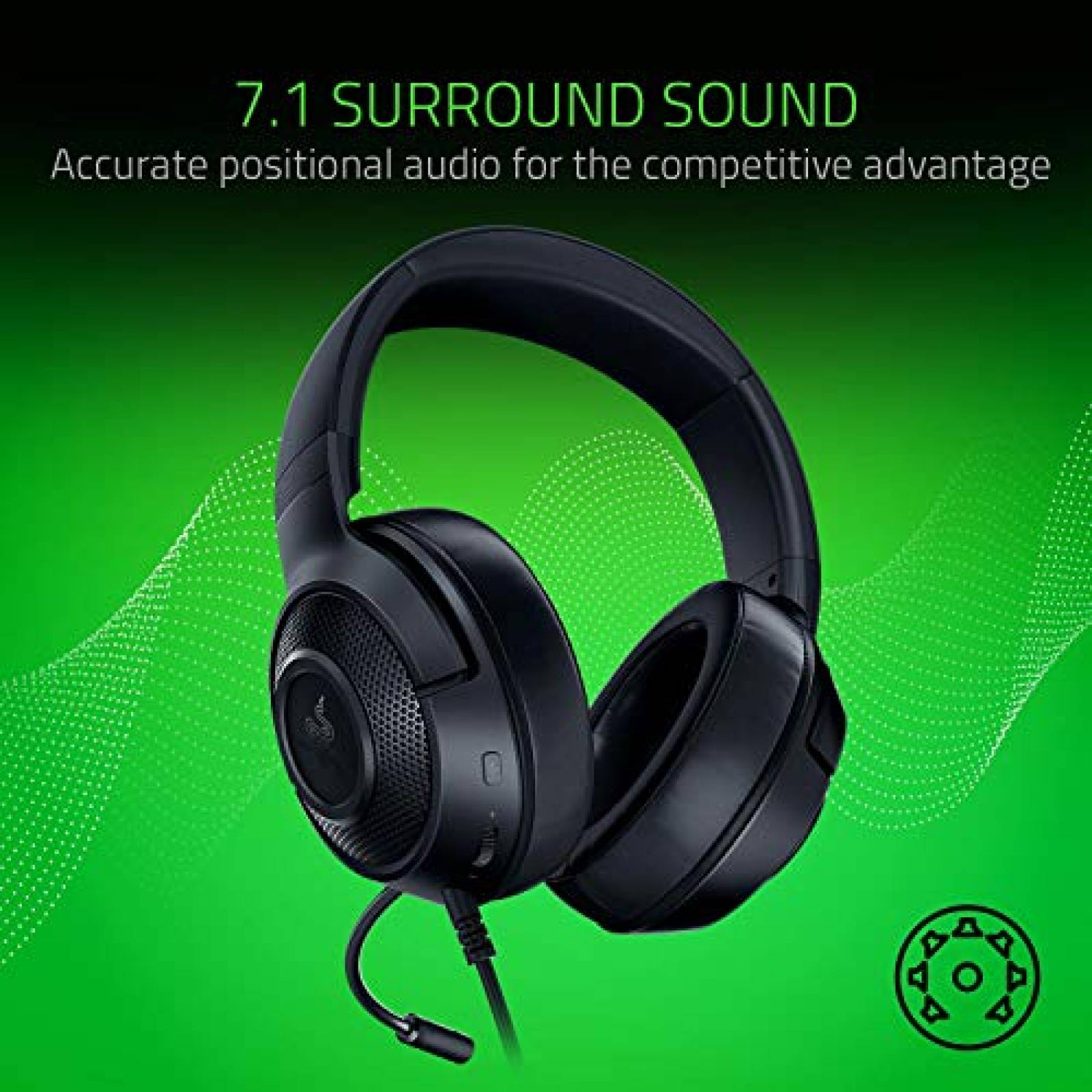 Audífonos Razer Kraken X Auriculares de Videojuegos  Negro Matte: 7.1  ndo Switch