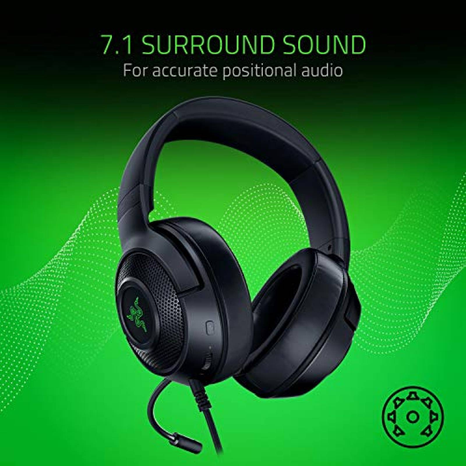 Audífonos Razer Kraken X USB Ultralight Gaming Headset Sonido 7.1 Surr le para PC