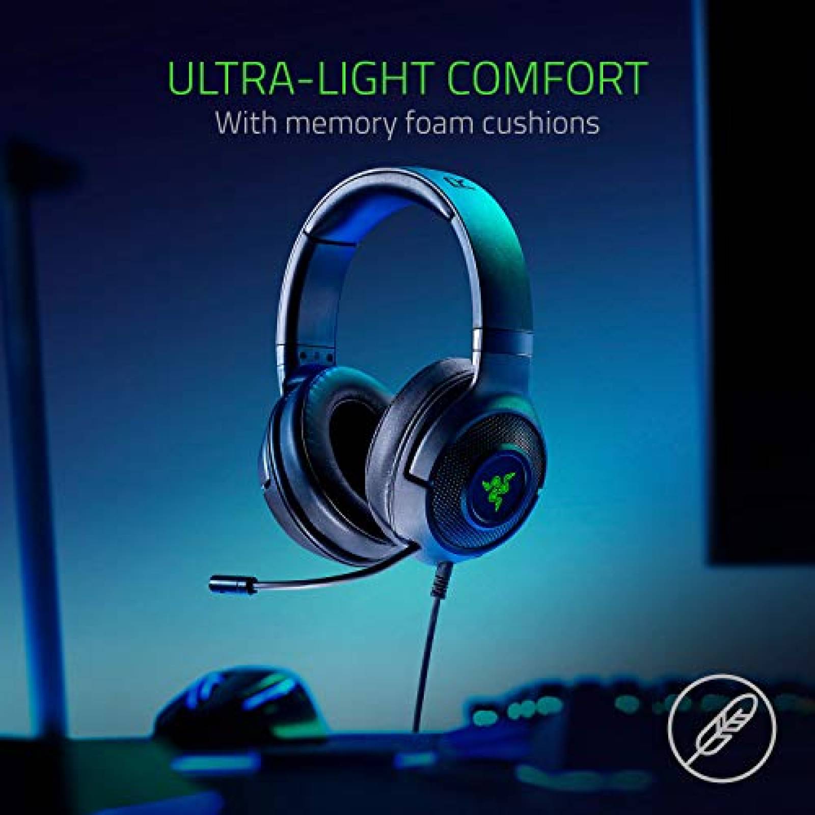 Audífonos Razer Kraken X USB Ultralight Gaming Headset Sonido 7.1 Surr le para PC