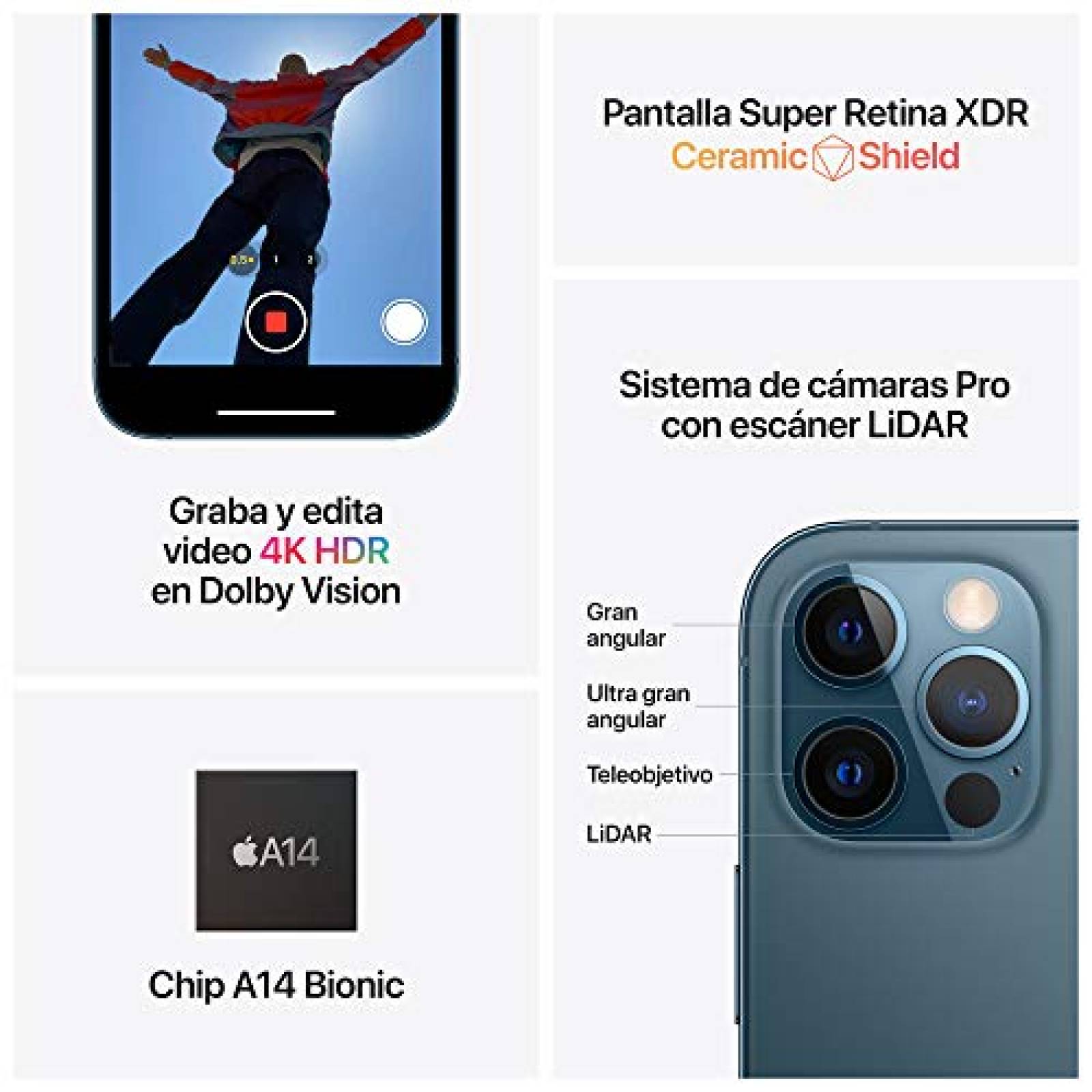 Apple iPhone 12 Pro (128 GB) - Color plata  (renovado Premium)