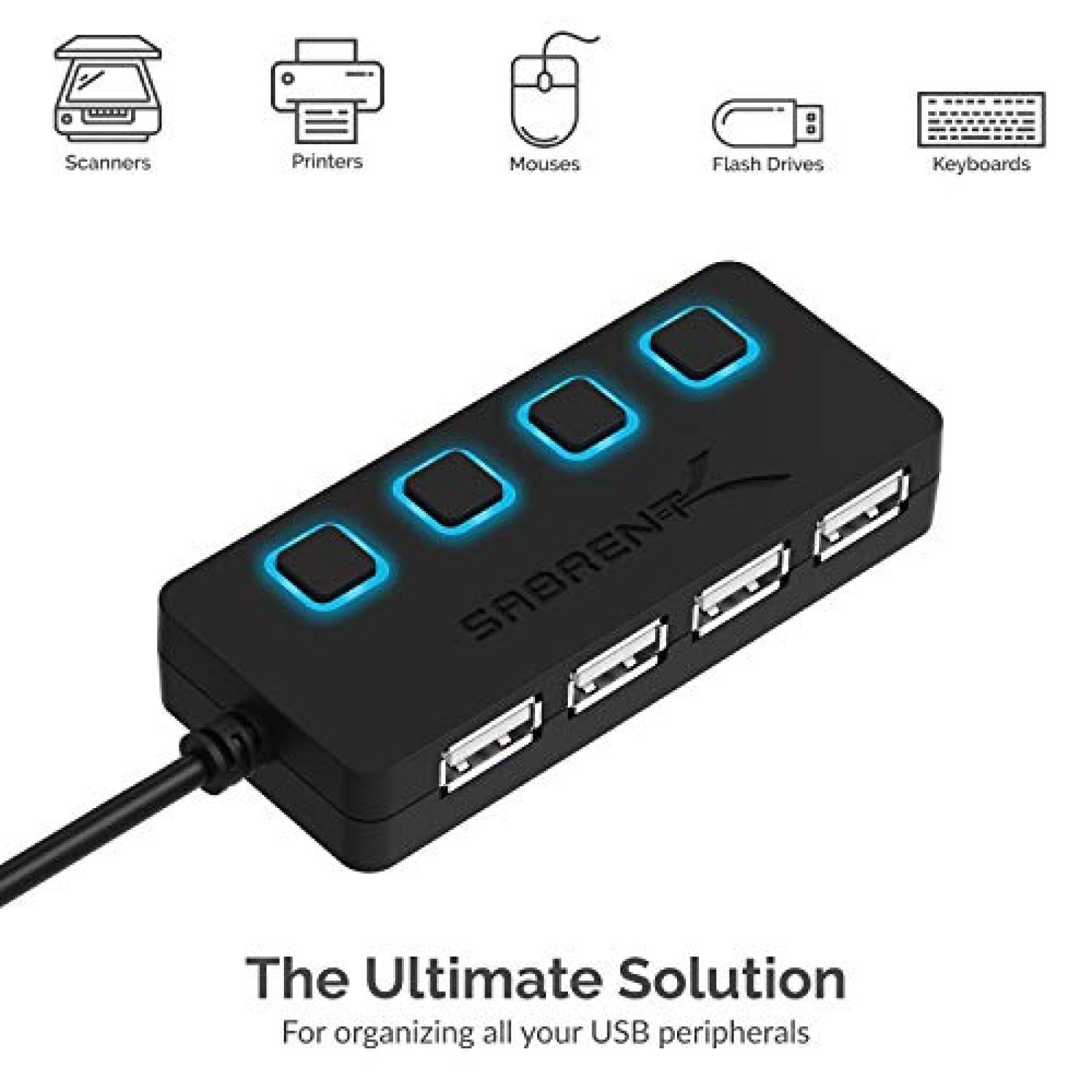 Sabrent HUB USB 2.0 4 Puertos con SWITCHES