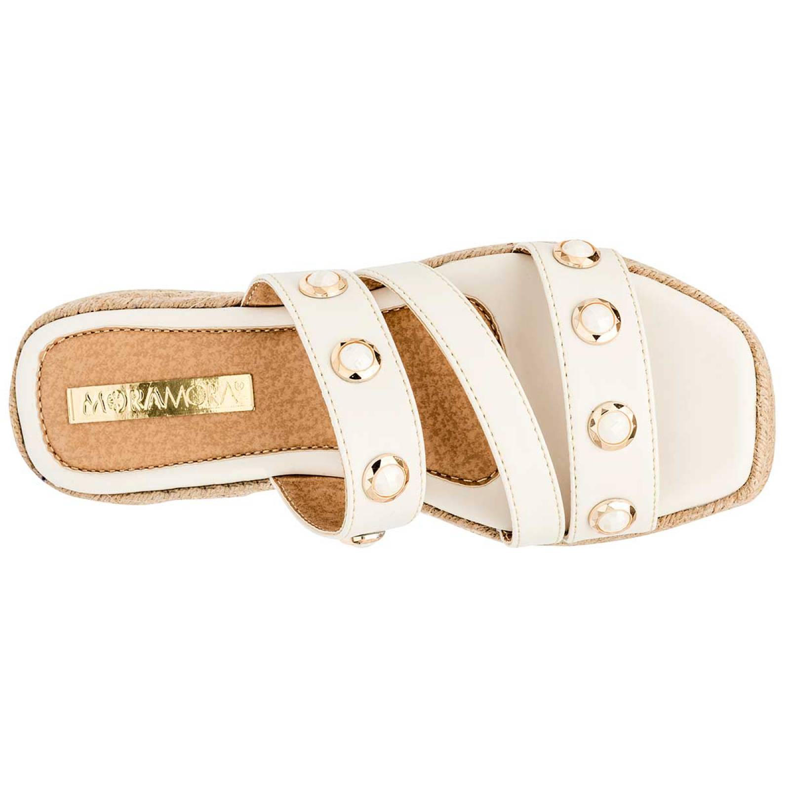 Sandalia Mod 1156004 Para Mujer Moramora Color Blanco