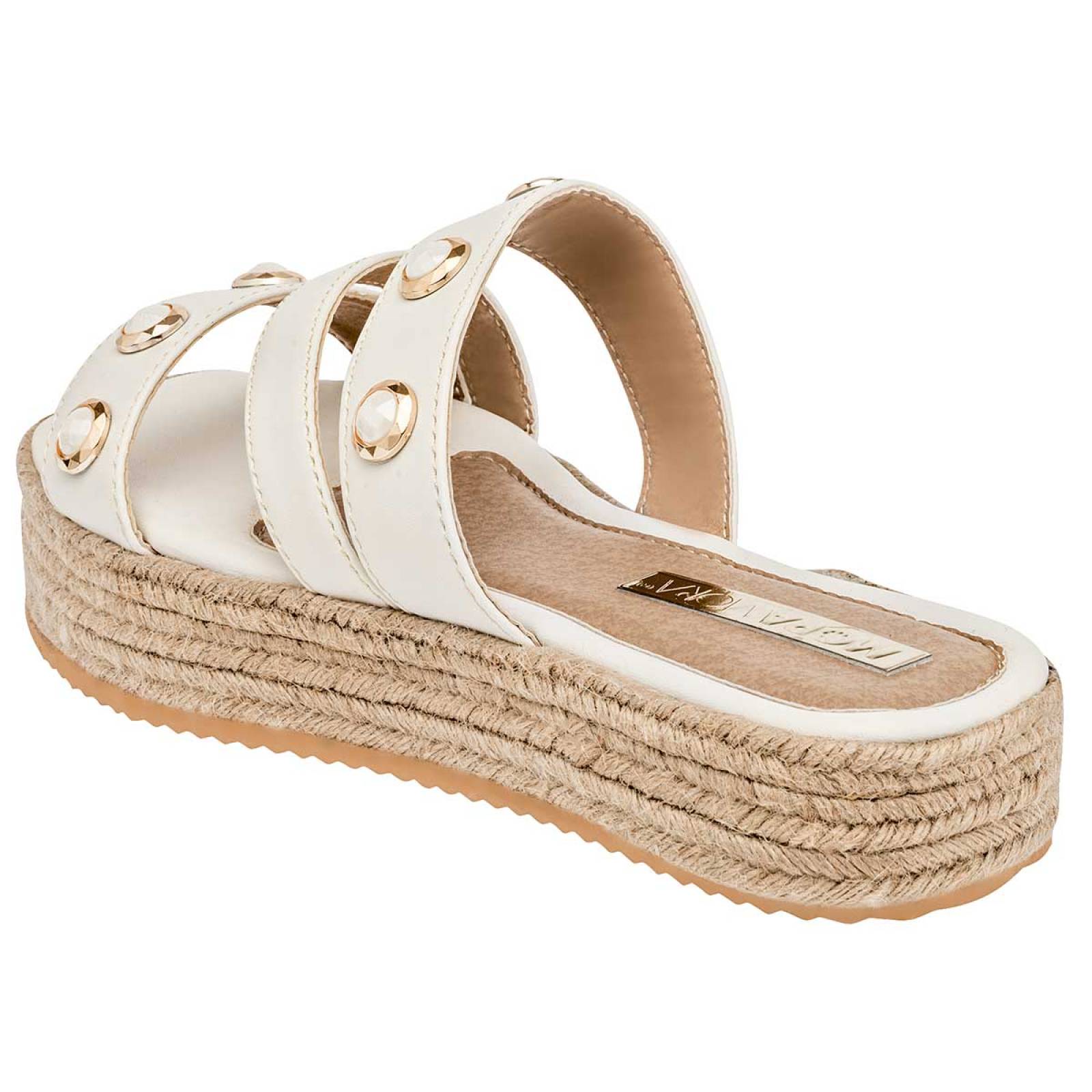 Sandalia Mod 1156004 Para Mujer Moramora Color Blanco