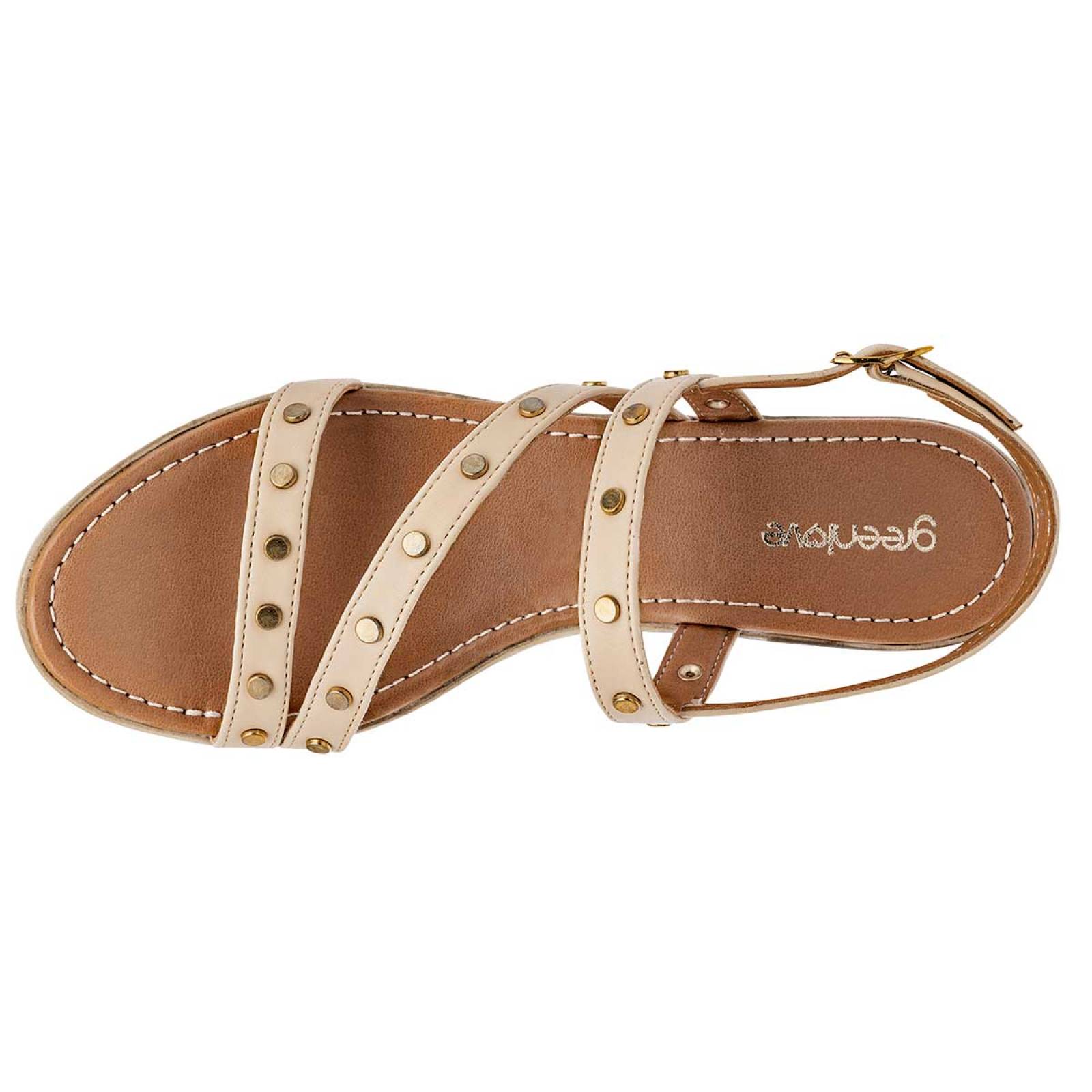 Sandalia Mod 92053 Para Mujer Green love Color Beige