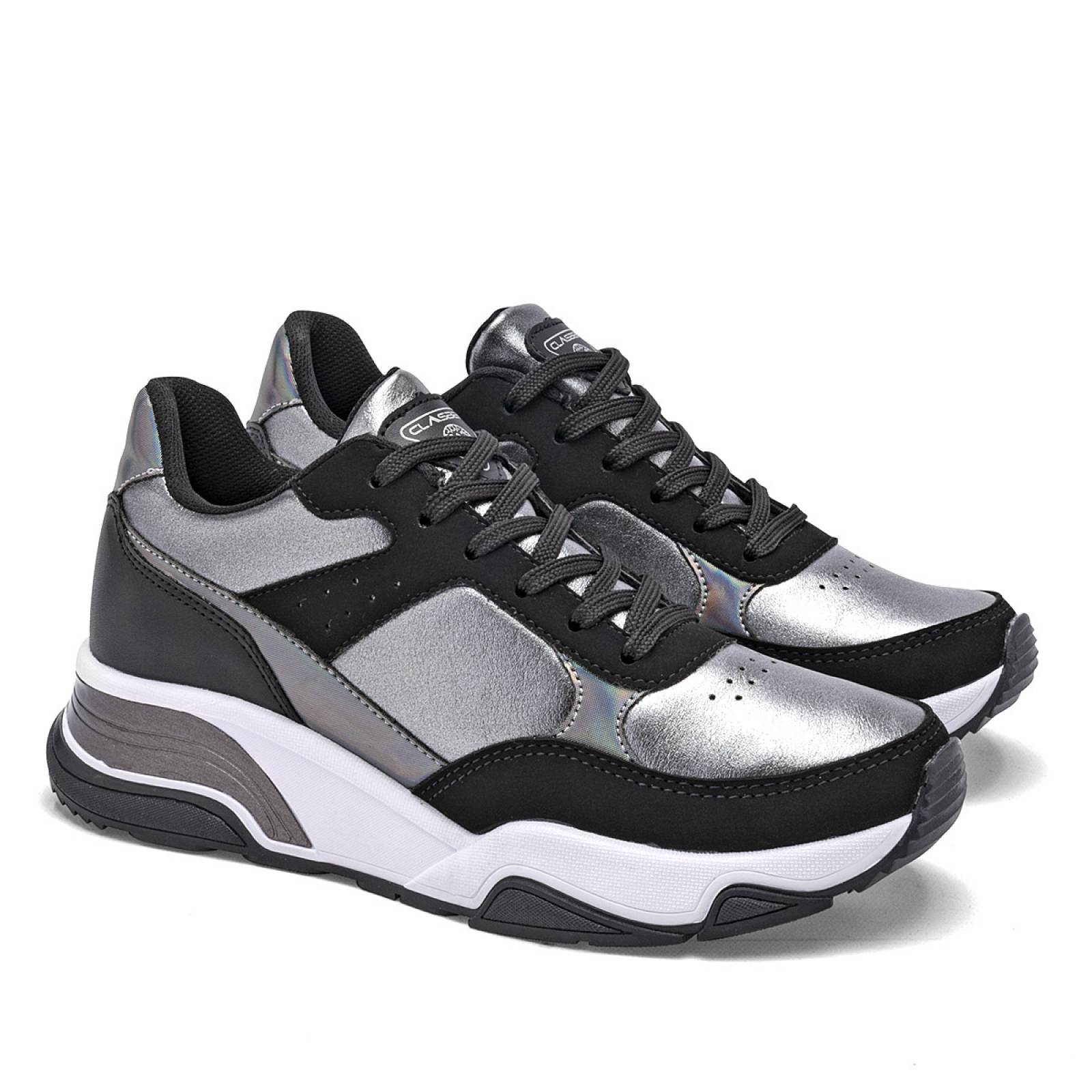 Tenis Mod Selene Para Mujer Clasben Color Gris