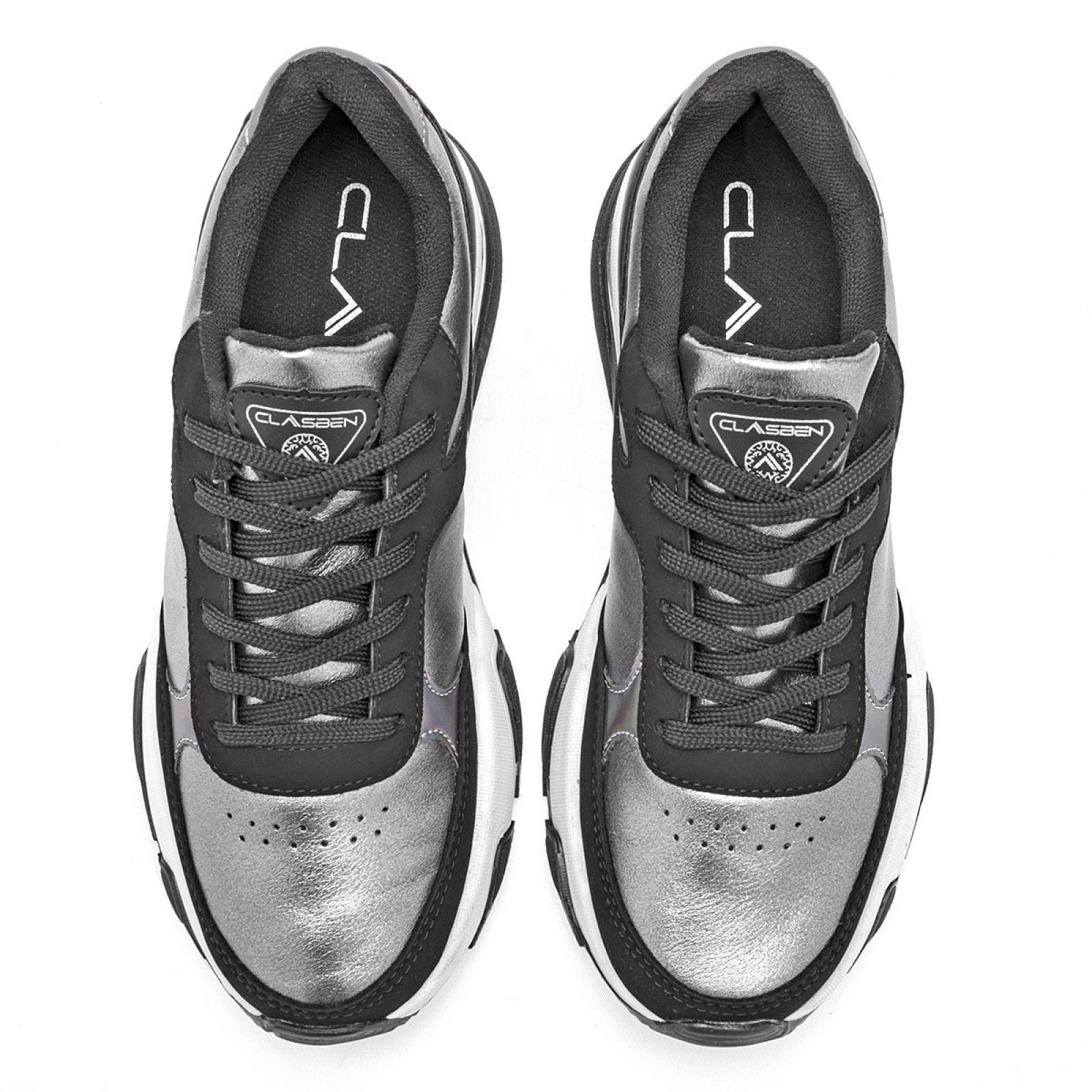 Tenis Mod Selene Para Mujer Clasben Color Gris