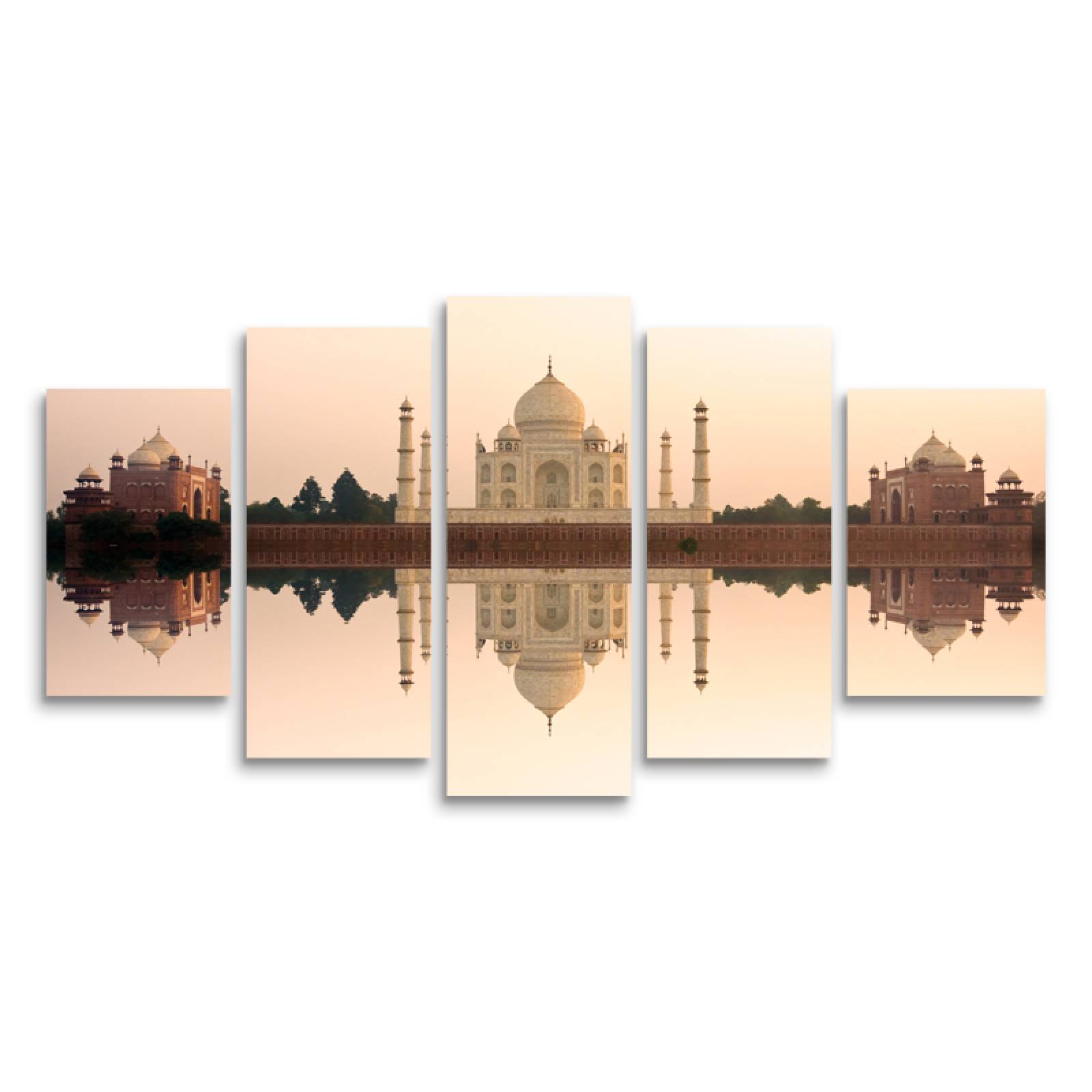 Cuadro decorativo Taj Mahal India Monumento moderno decoración 150x80cm 5 piezas