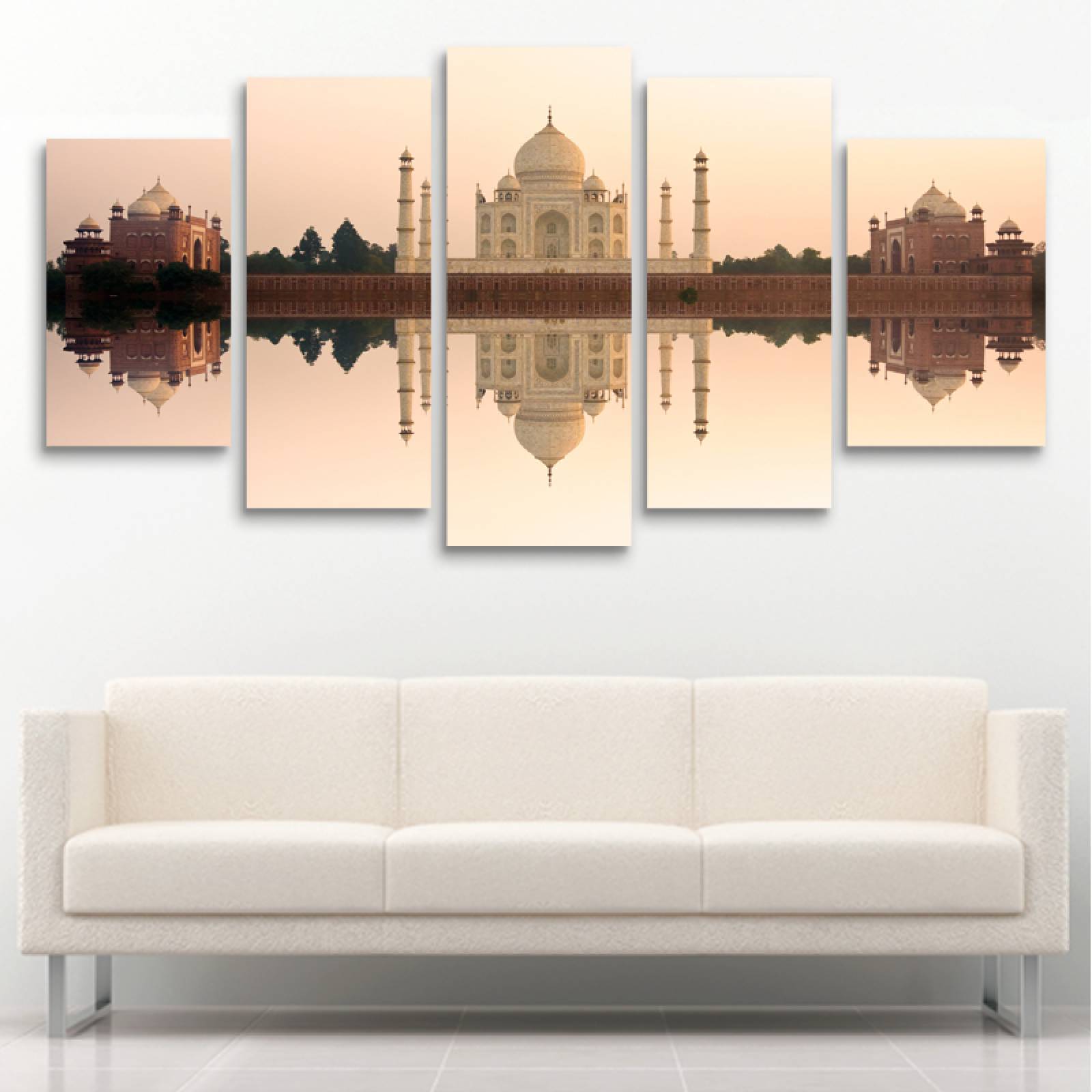 Cuadro decorativo Taj Mahal India Monumento moderno decoración 150x80cm 5 piezas
