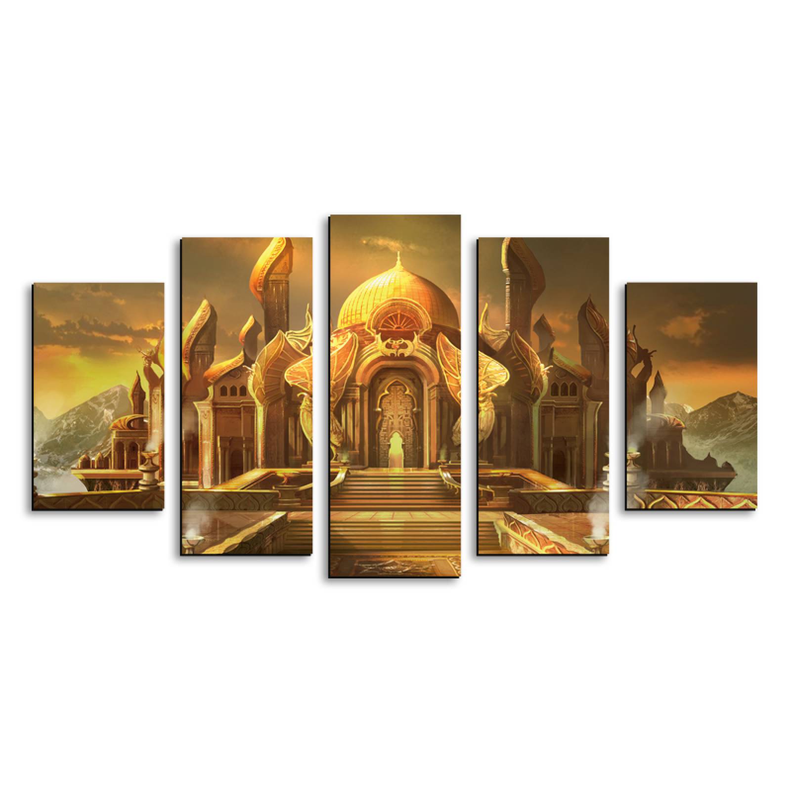 Cuadro decorativo Templo India Monumento moderno decoración 150x80cm 5 Piezas