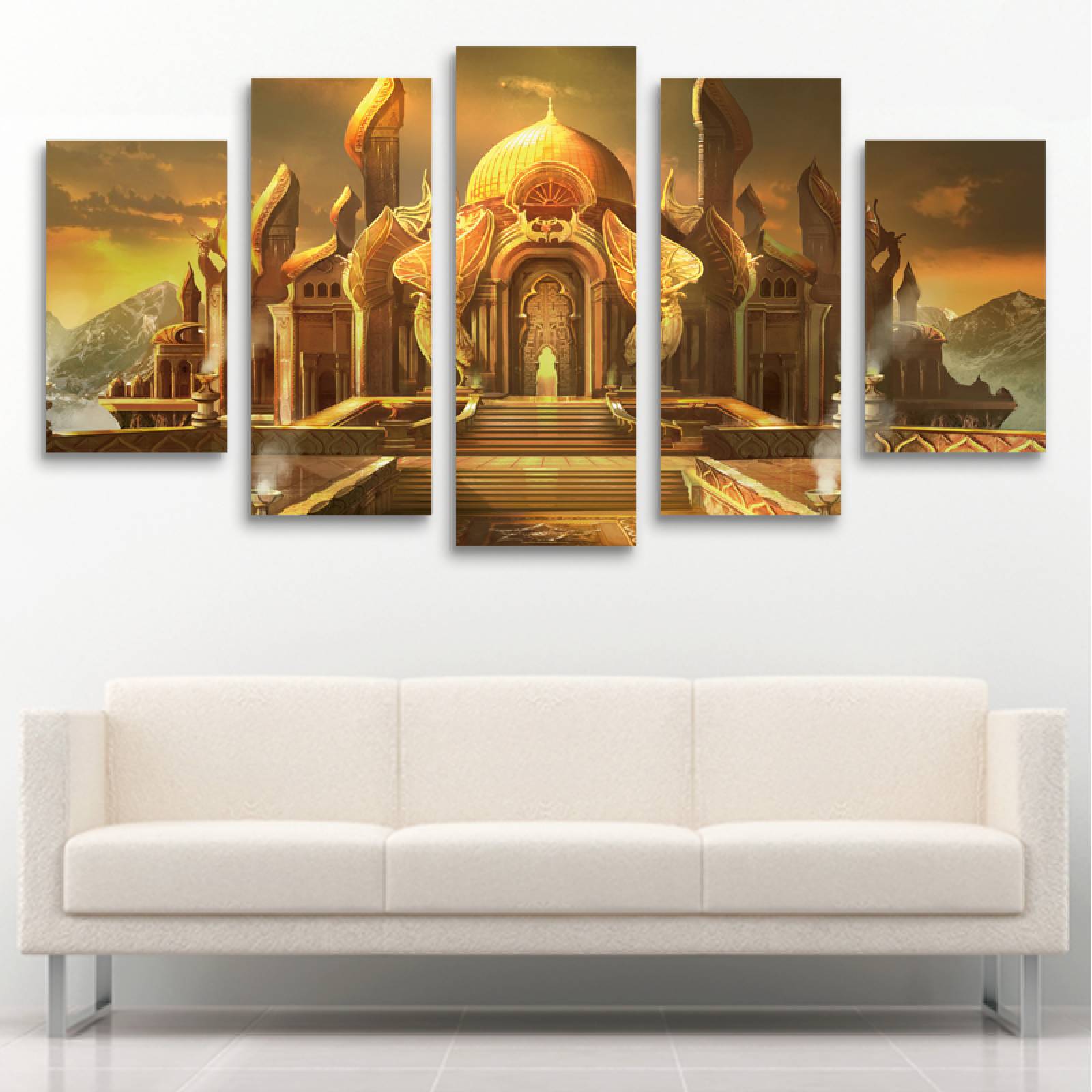 Cuadro decorativo Templo India Monumento moderno decoración 150x80cm 5 Piezas
