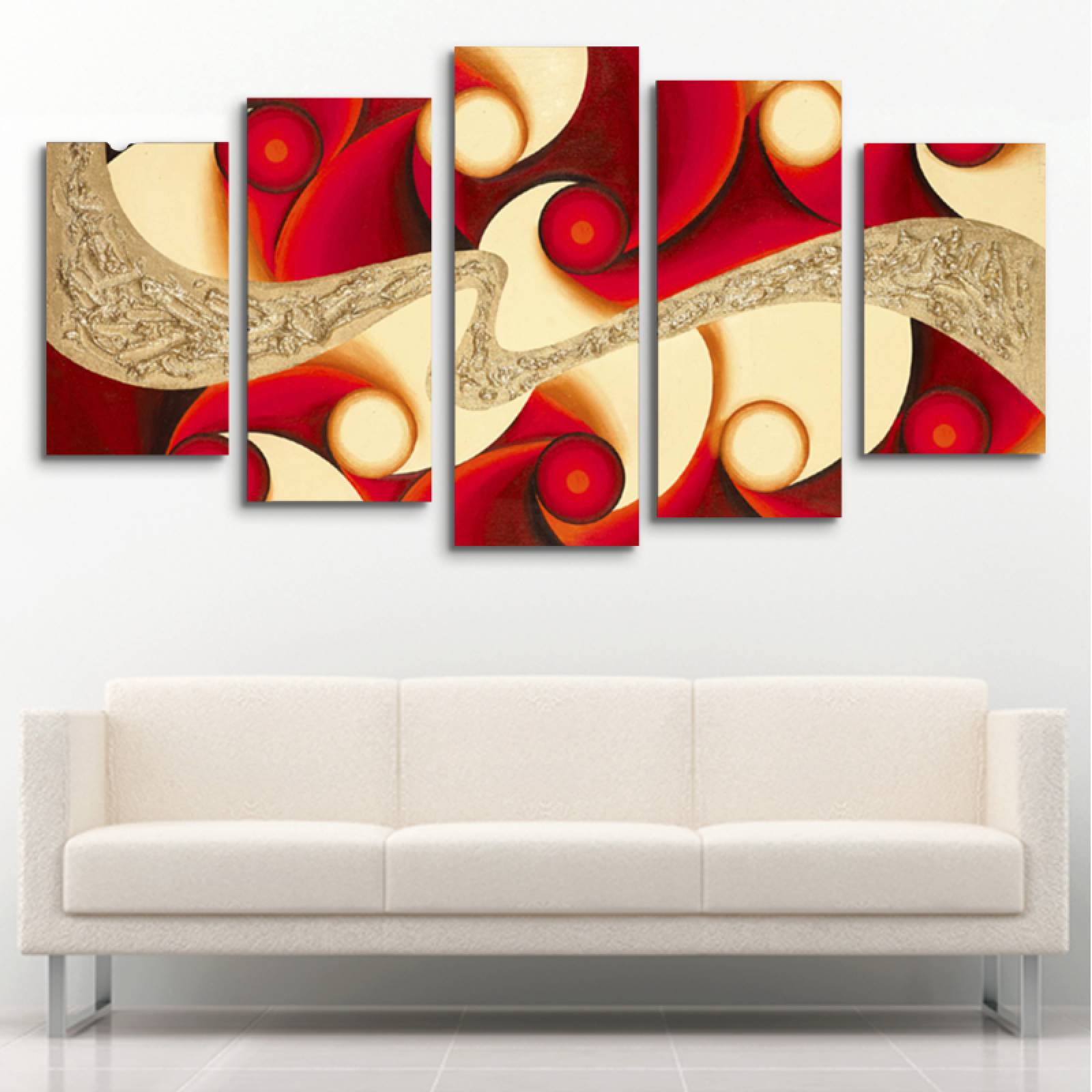 Cuadro decorativo Abstracto Ondas moderno decoración 150x80cm 5 piezas