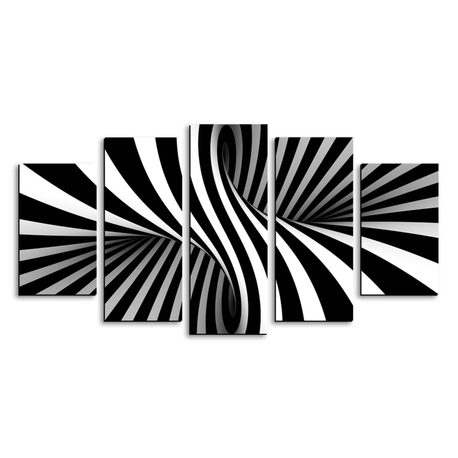Cuadro decorativo Abstracto Blanco y Negro Minimalista moderno decoración 150x80cm 5 piezas